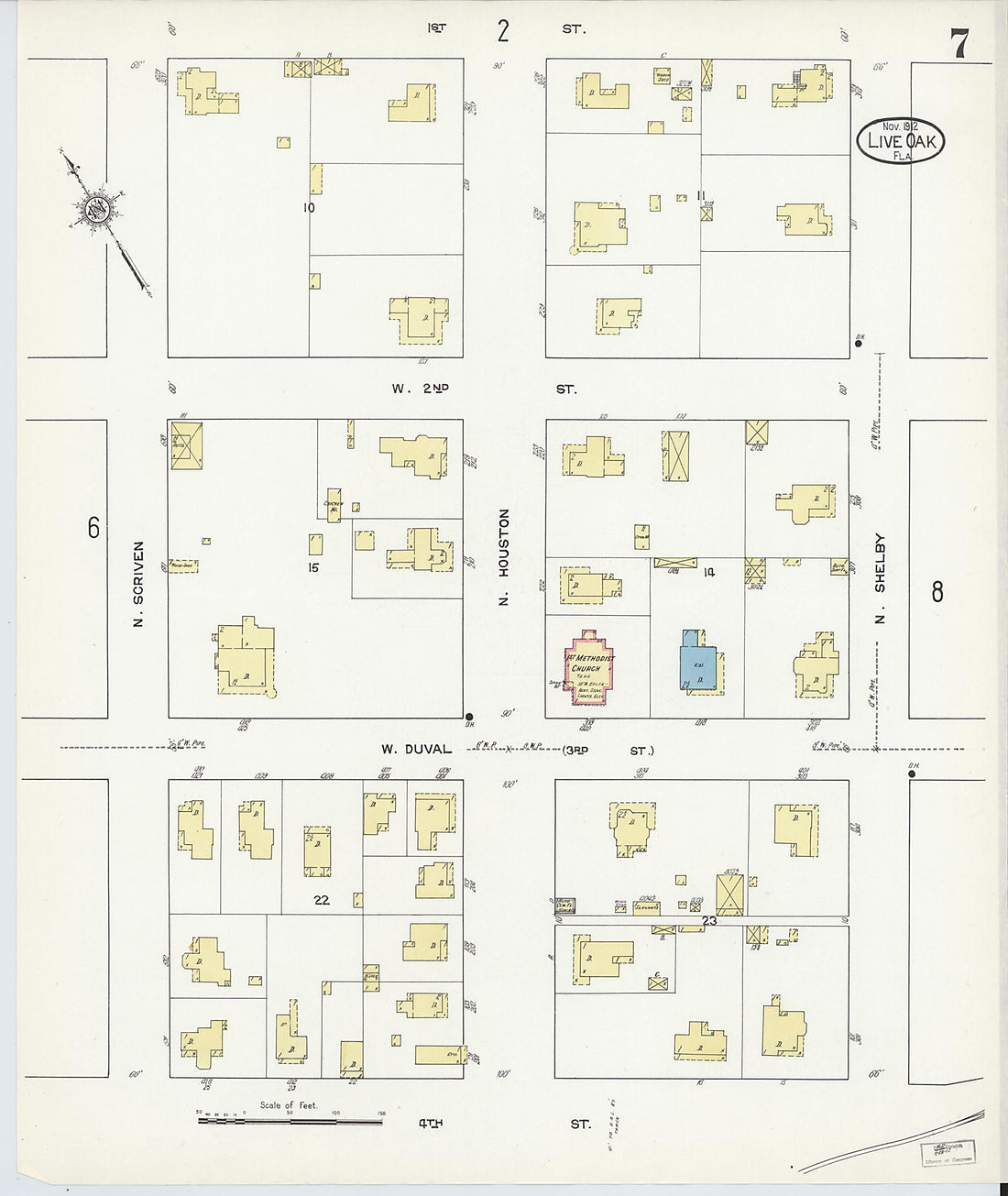 This old map of Live Oak, Suwanee County, Florida was created by Sanborn Map Company in 1912