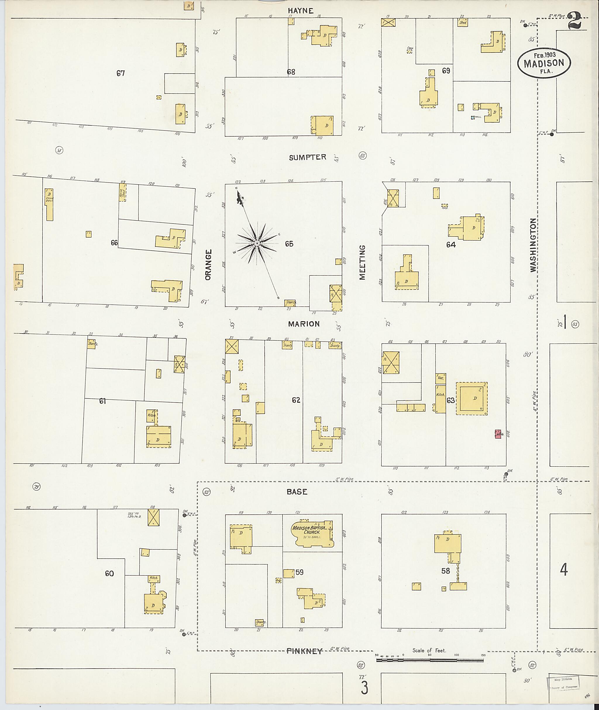 This old map of Madison, Madison County, Florida was created by Sanborn Map Company in 1903