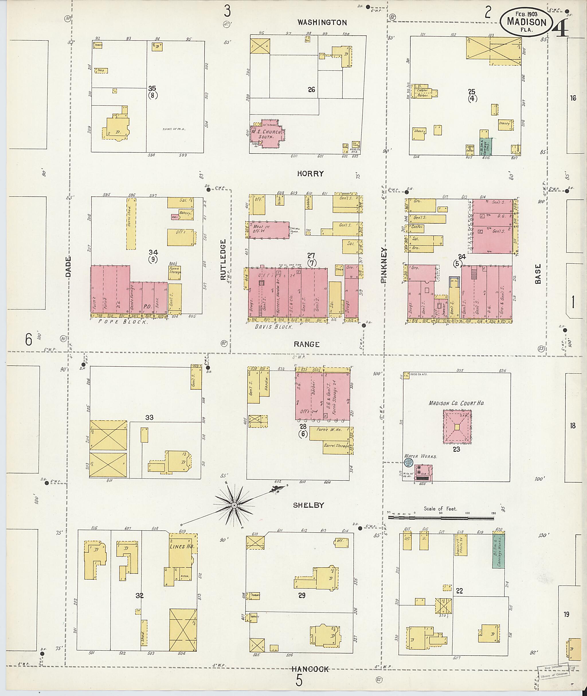 This old map of Madison, Madison County, Florida was created by Sanborn Map Company in 1903
