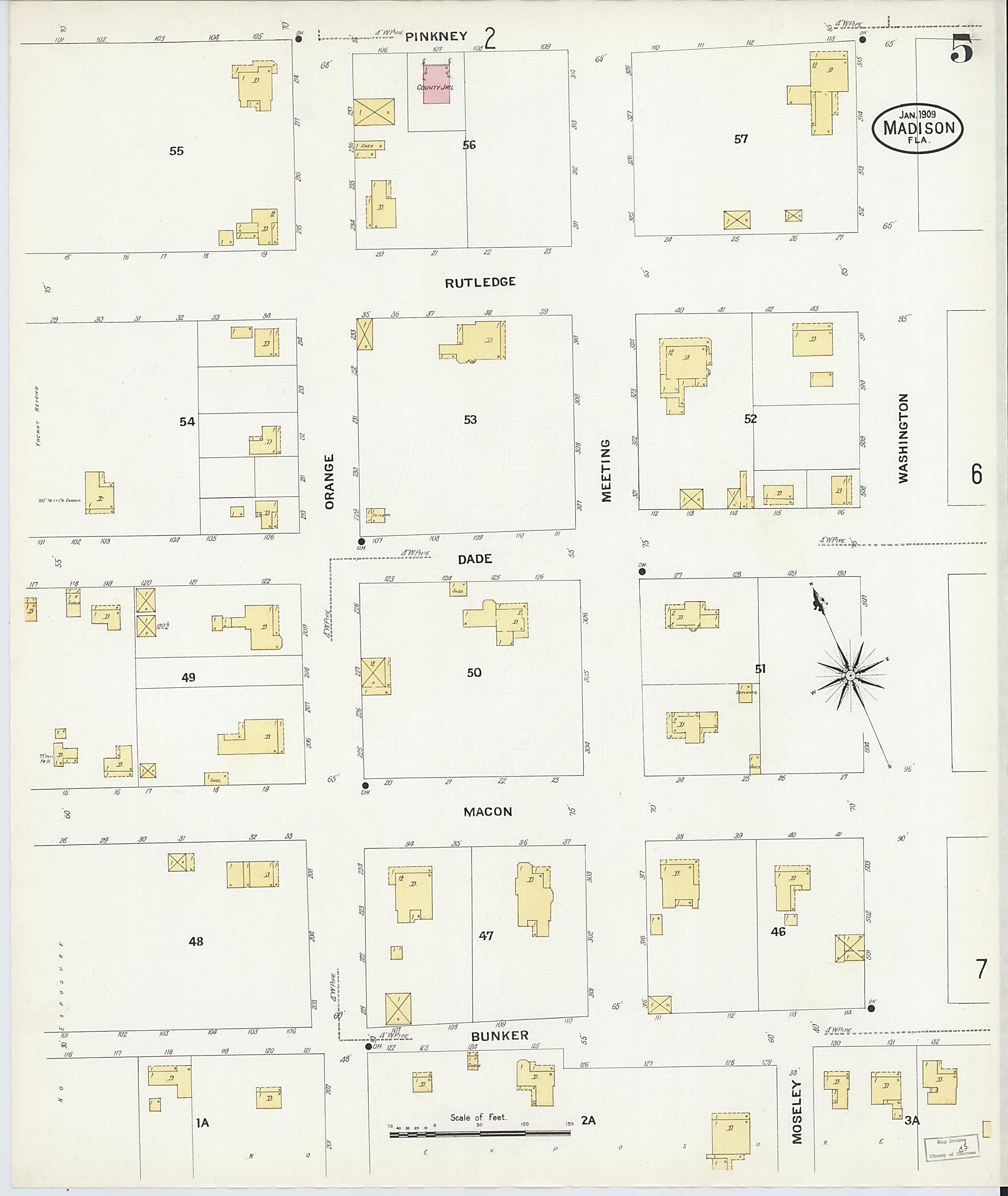 This old map of Madison, Madison County, Florida was created by Sanborn Map Company in 1909