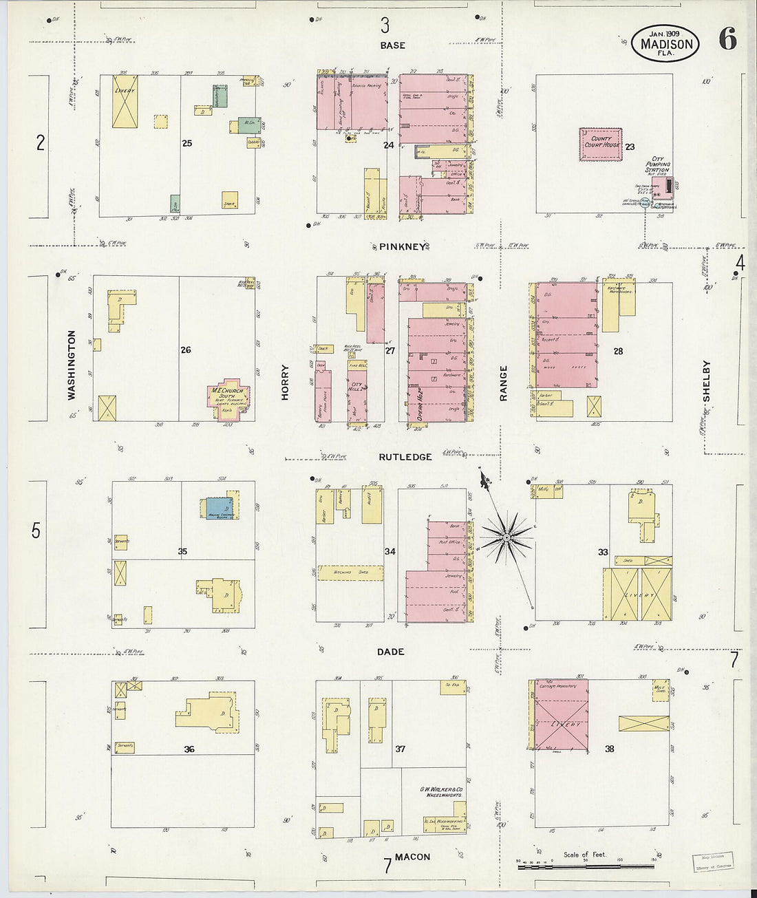 This old map of Madison, Madison County, Florida was created by Sanborn Map Company in 1909