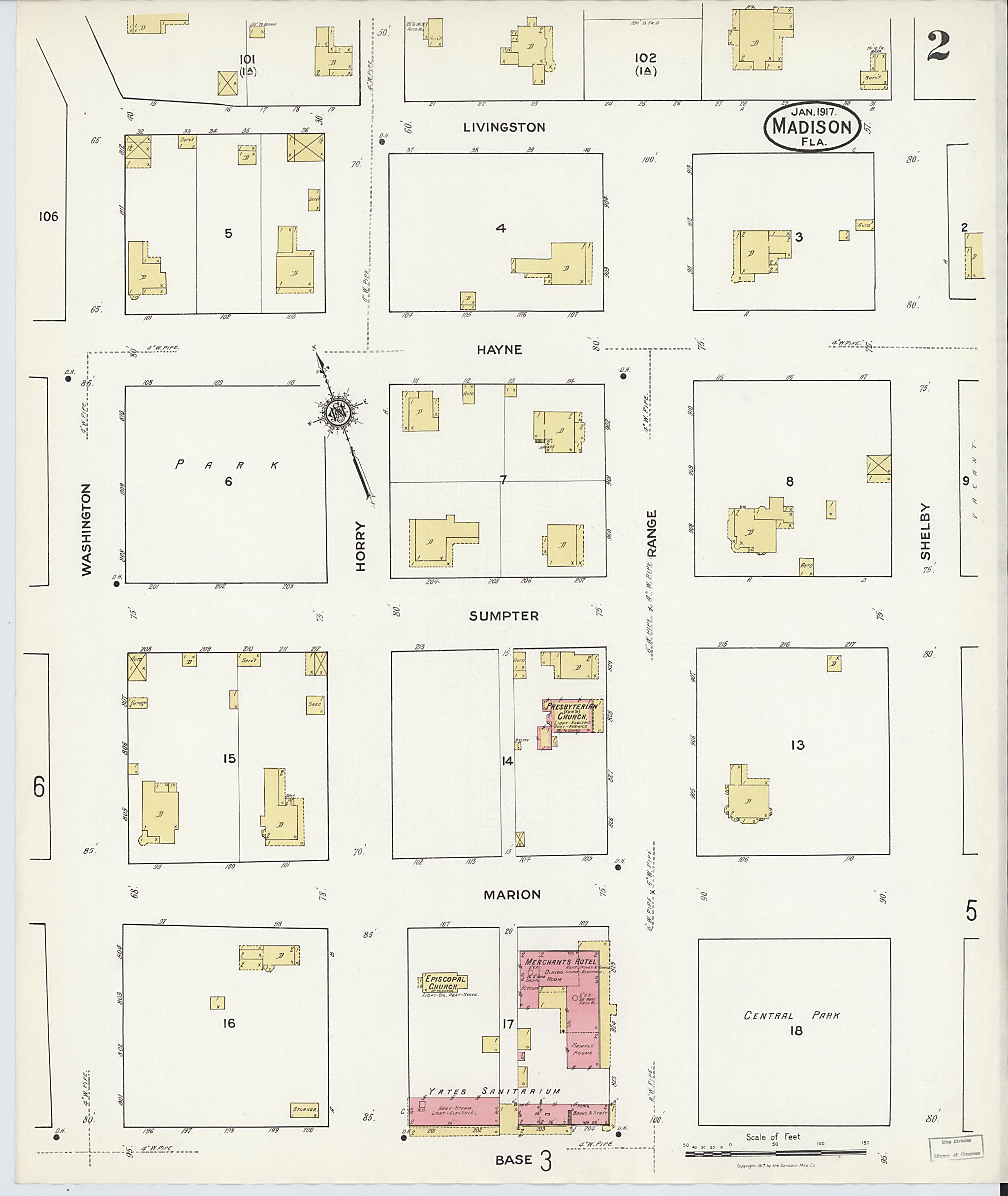 This old map of Madison, Madison County, Florida was created by Sanborn Map Company in 1917