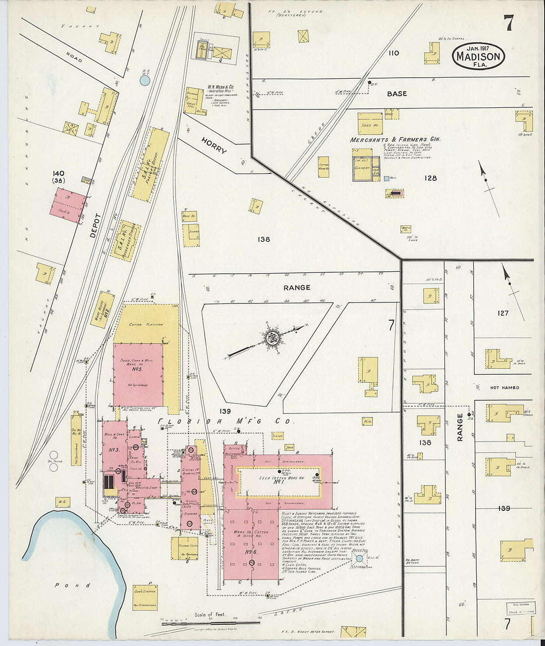 This old map of Madison, Madison County, Florida was created by Sanborn Map Company in 1917