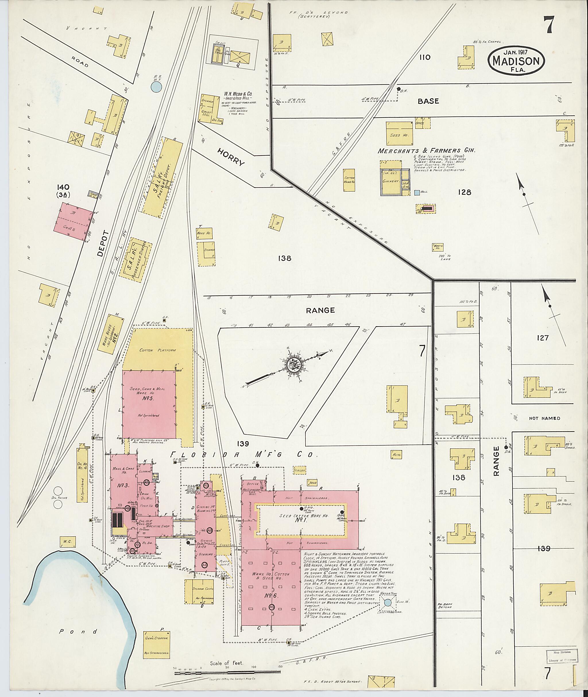 This old map of Madison, Madison County, Florida was created by Sanborn Map Company in 1917