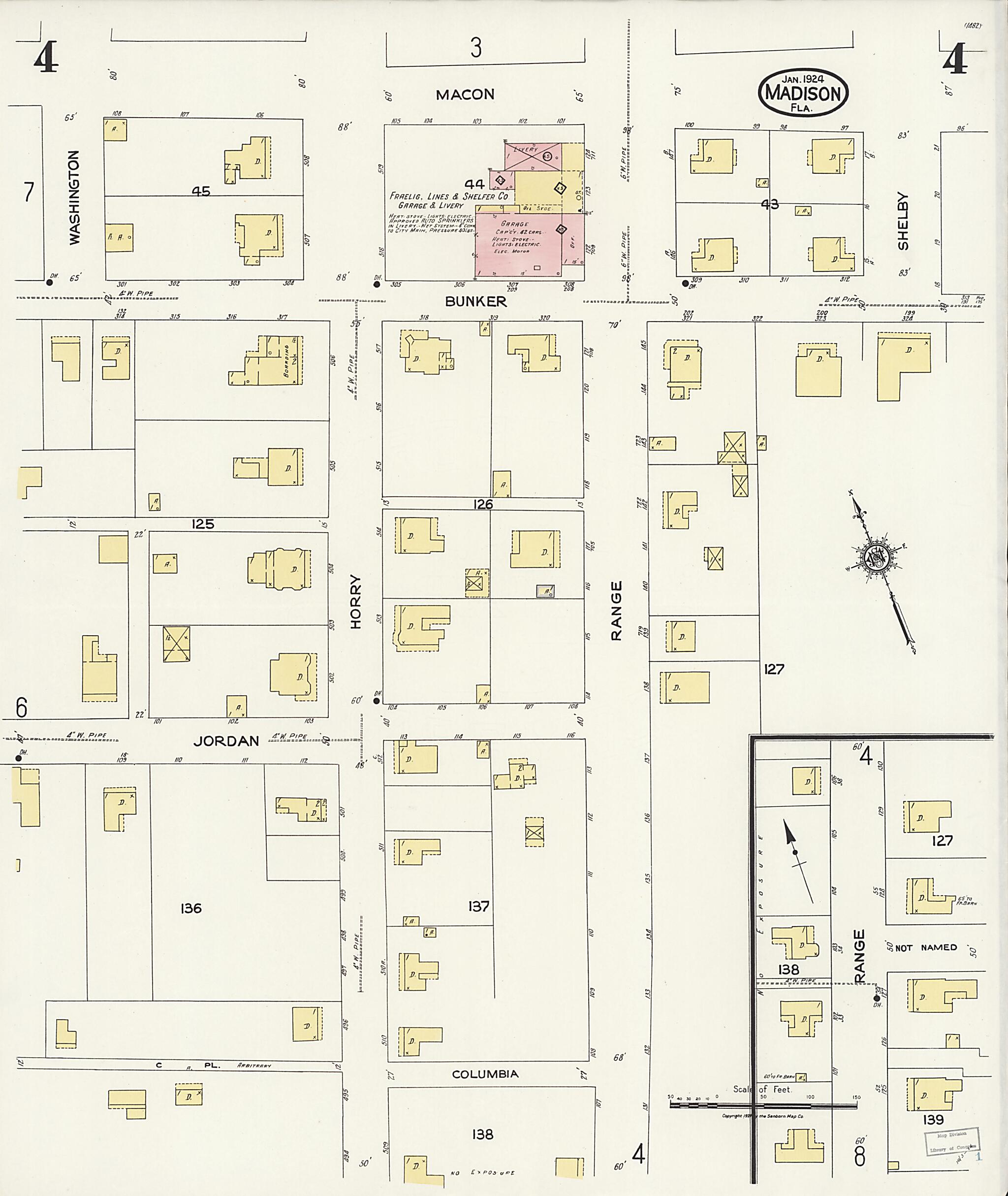 This old map of Madison, Madison County, Florida was created by Sanborn Map Company in 1924