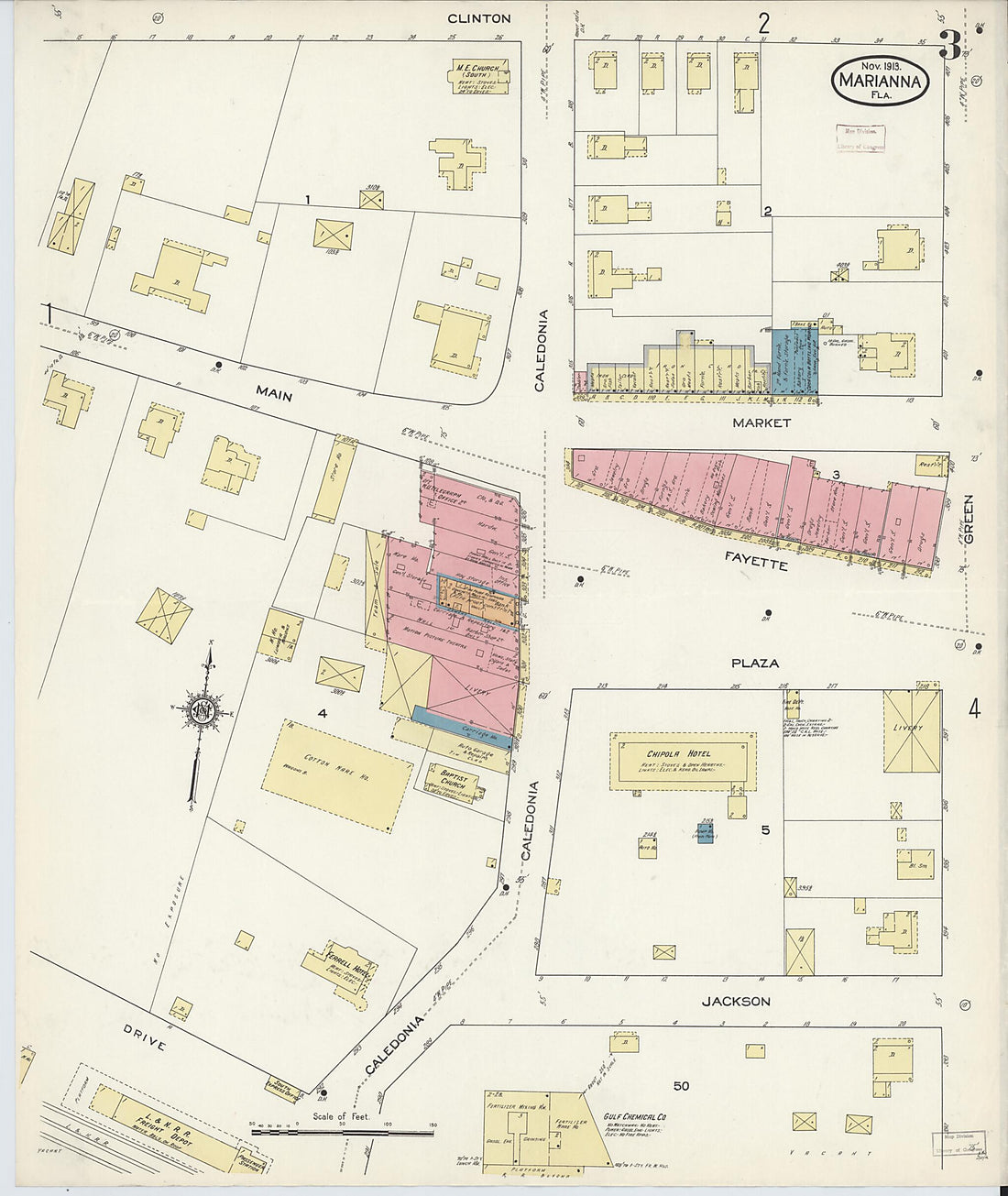 This old map of Marianna, Jackson County, Florida was created by Sanborn Map Company in 1913