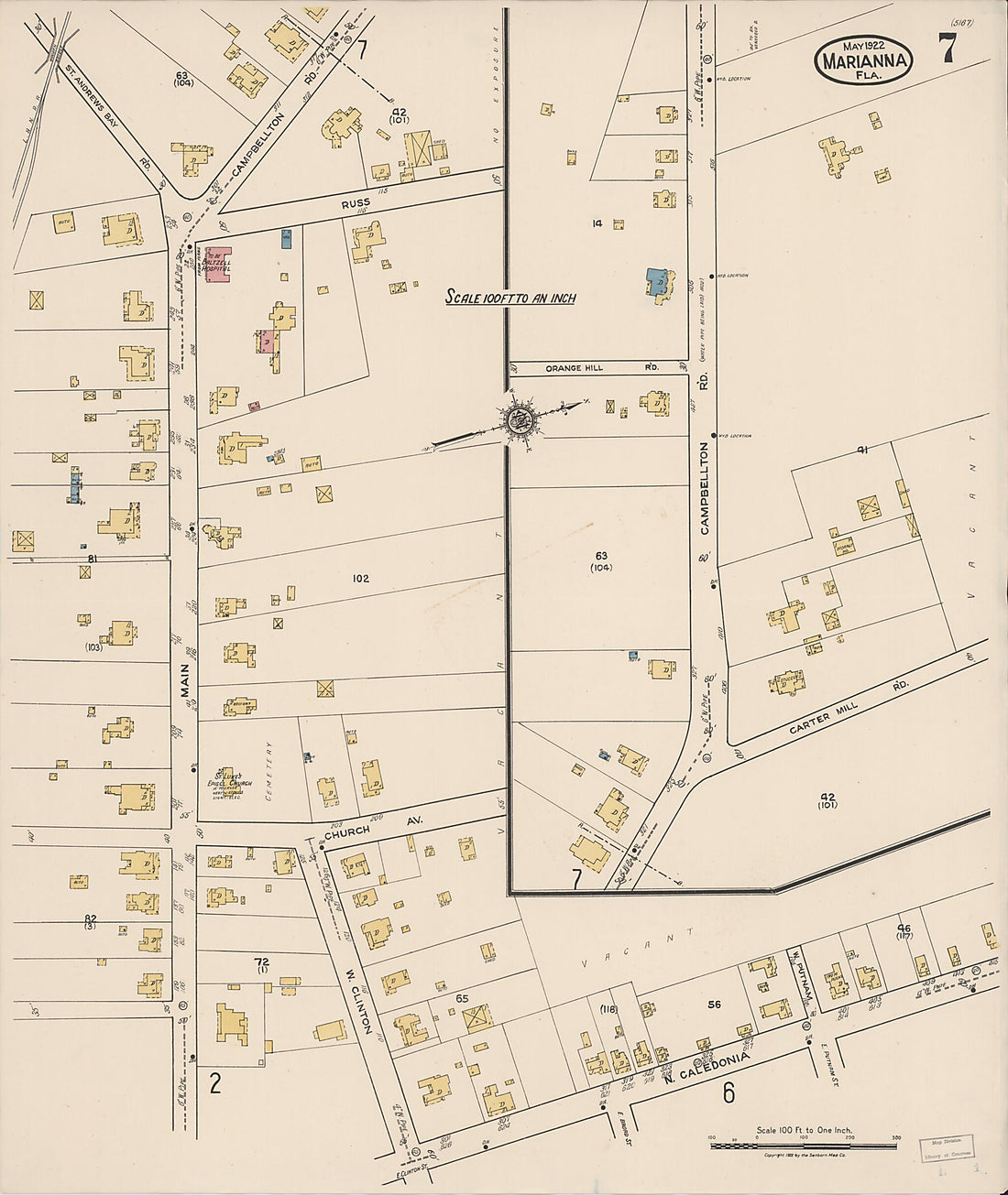 This old map of Marianna, Jackson County, Florida was created by Sanborn Map Company in 1922