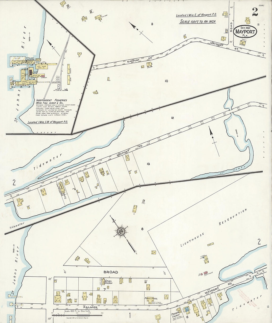 This old map of Mayport, Duval County, Florida was created by Sanborn Map Company in 1921