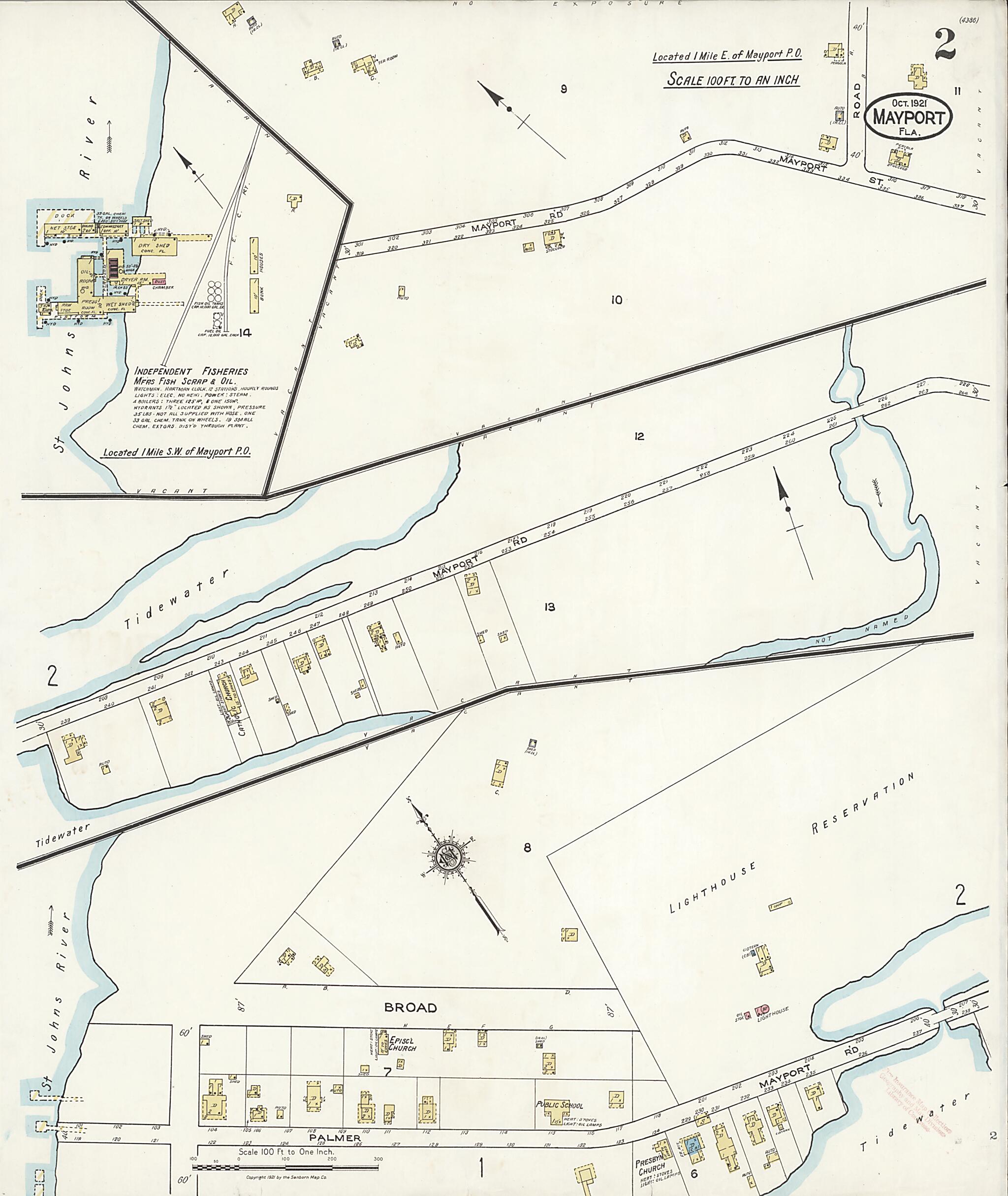 This old map of Mayport, Duval County, Florida was created by Sanborn Map Company in 1921