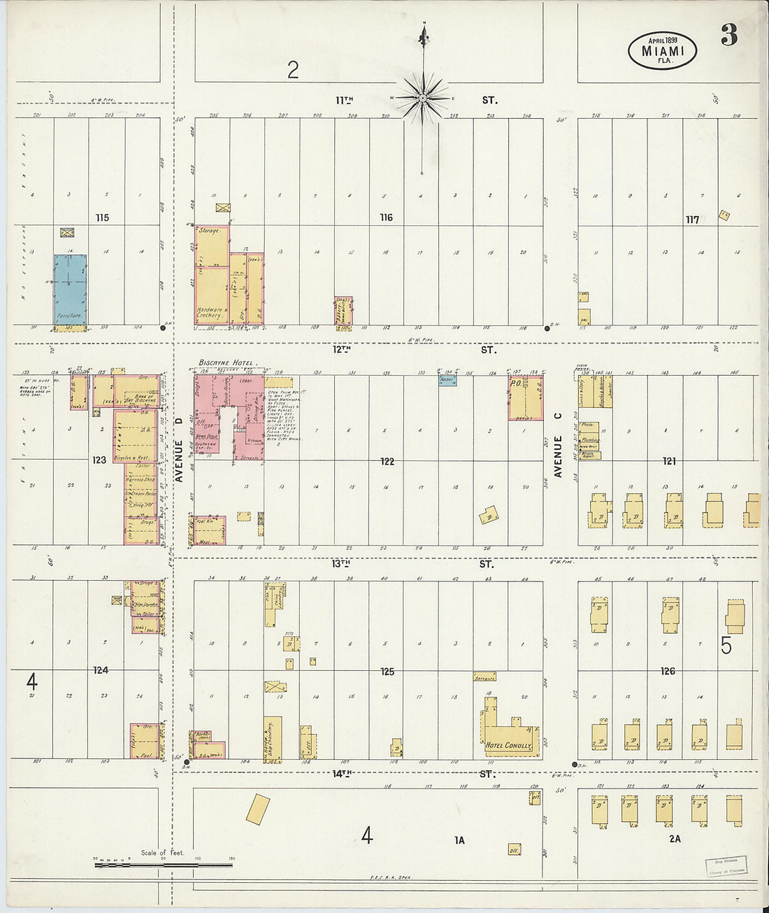 This old map of Miami, Dade County, Florida was created by Sanborn Map Company in 1899