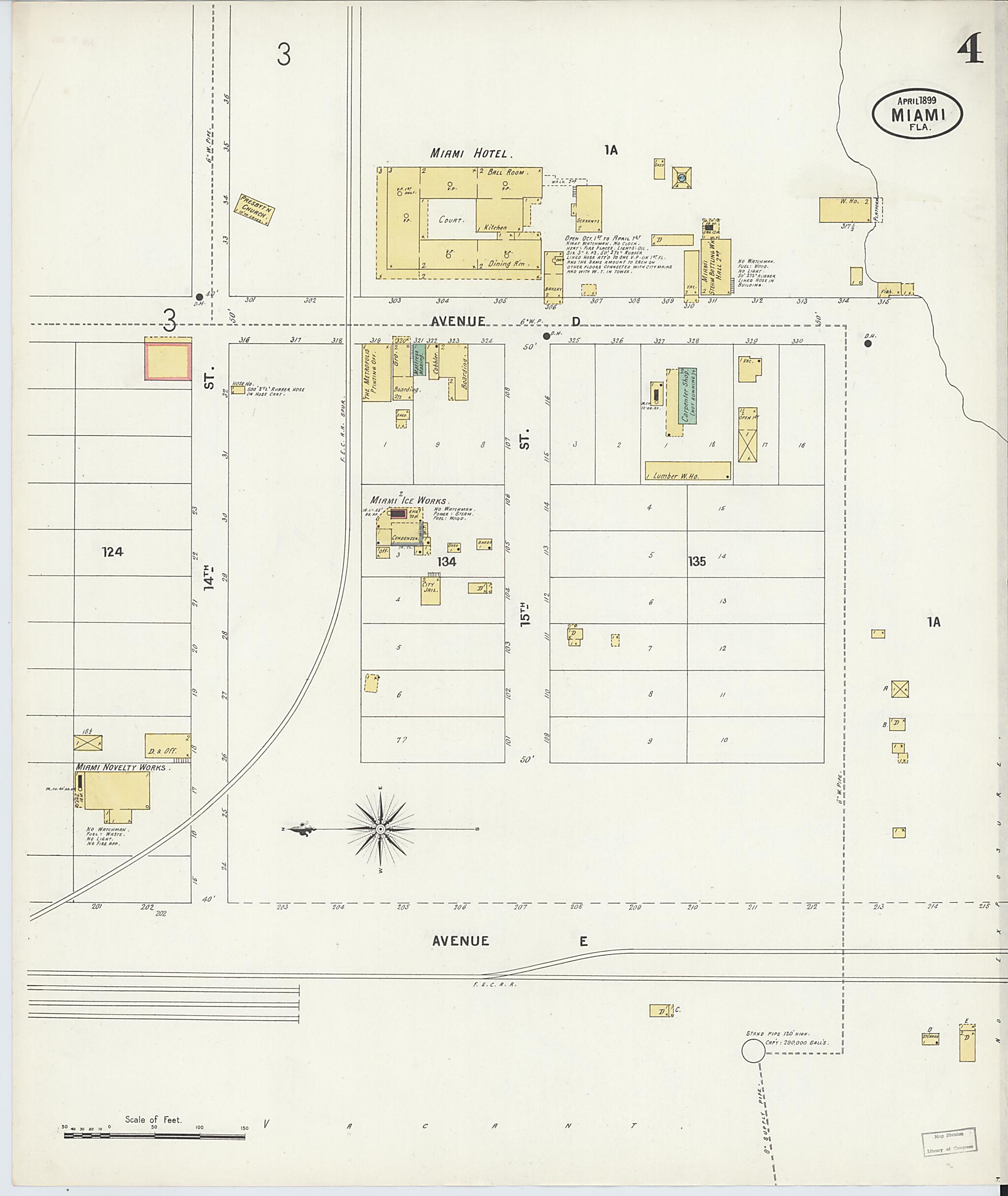 This old map of Miami, Dade County, Florida was created by Sanborn Map Company in 1899