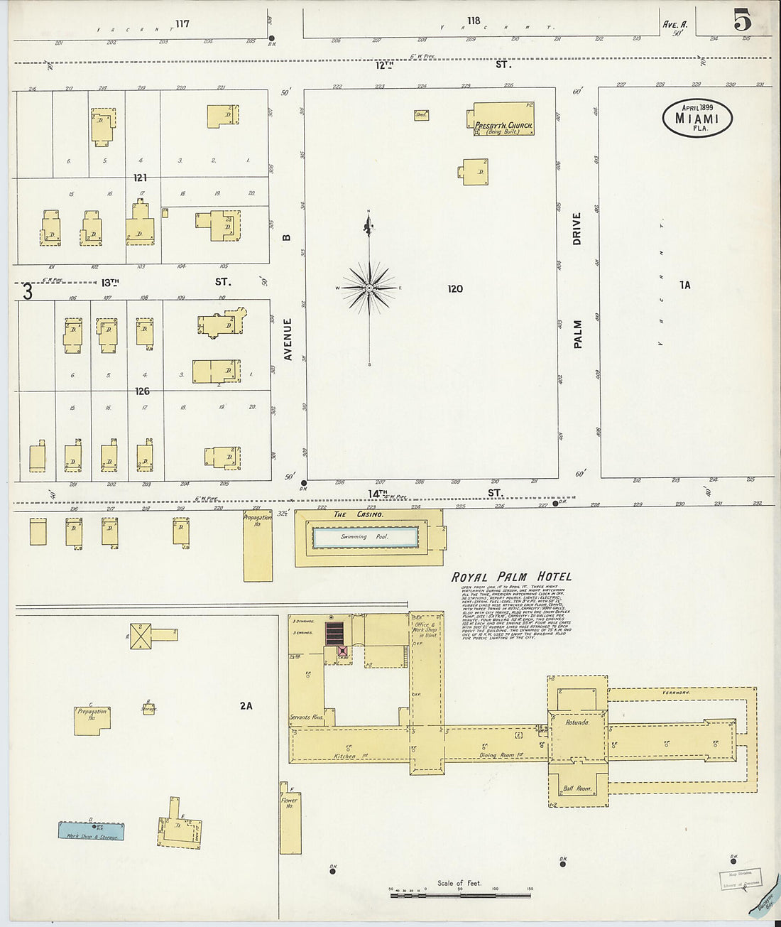 This old map of Miami, Dade County, Florida was created by Sanborn Map Company in 1899