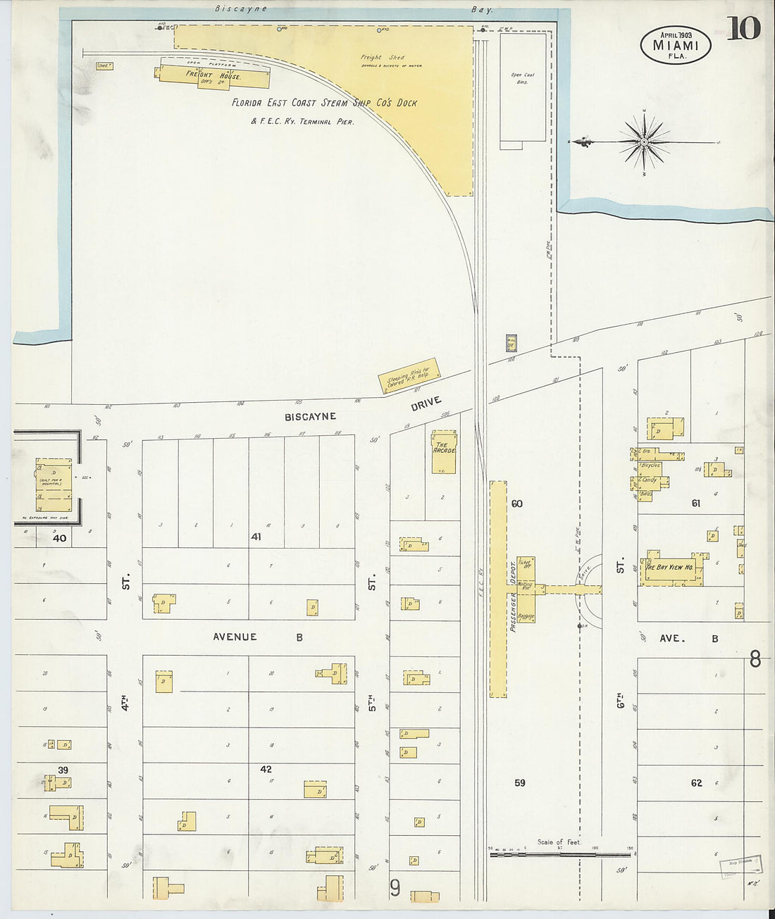This old map of Miami, Dade County, Florida was created by Sanborn Map Company in 1903
