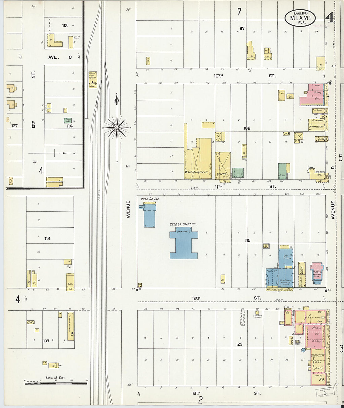 This old map of Miami, Dade County, Florida was created by Sanborn Map Company in 1903