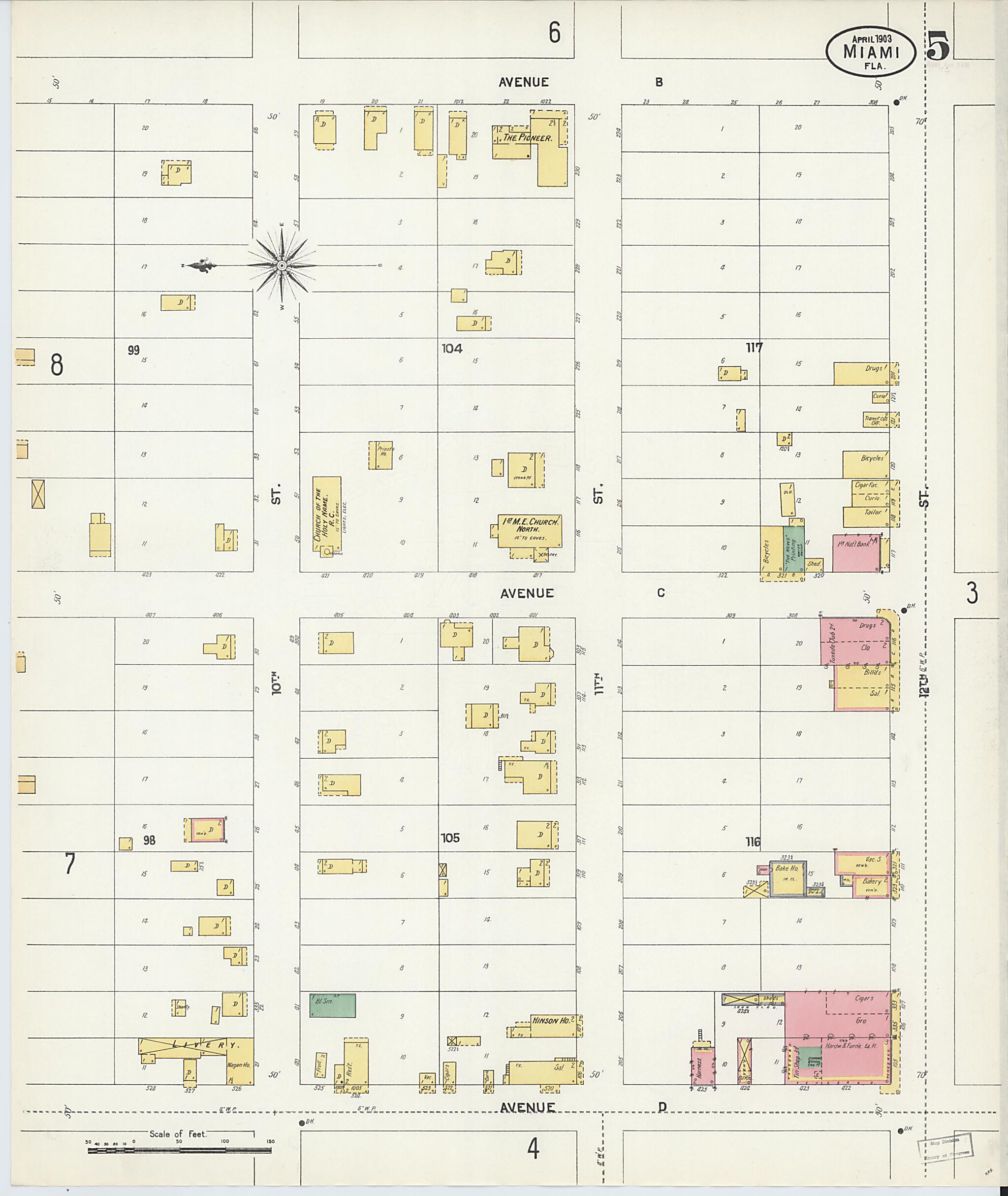 This old map of Miami, Dade County, Florida was created by Sanborn Map Company in 1903