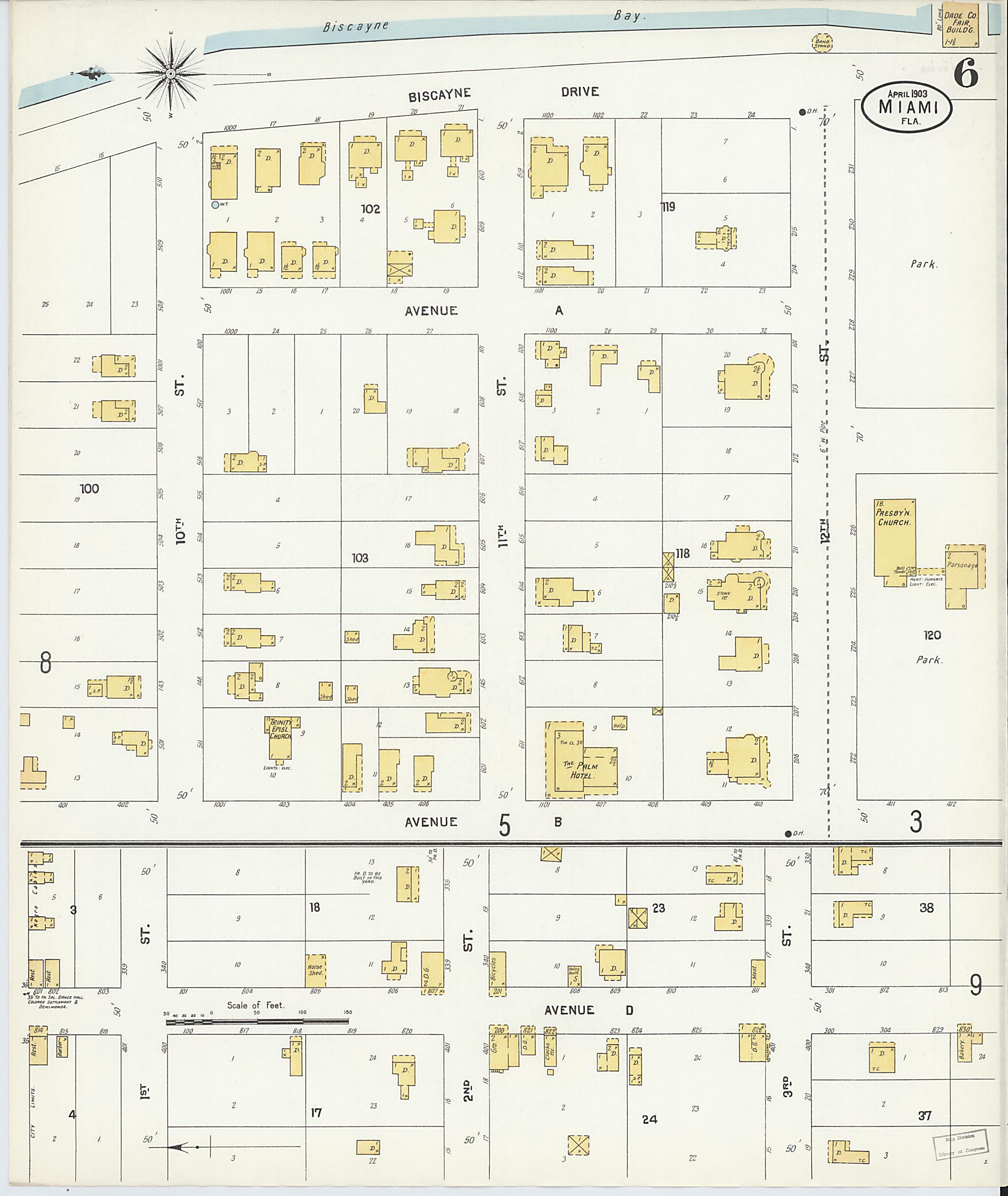 This old map of Miami, Dade County, Florida was created by Sanborn Map Company in 1903
