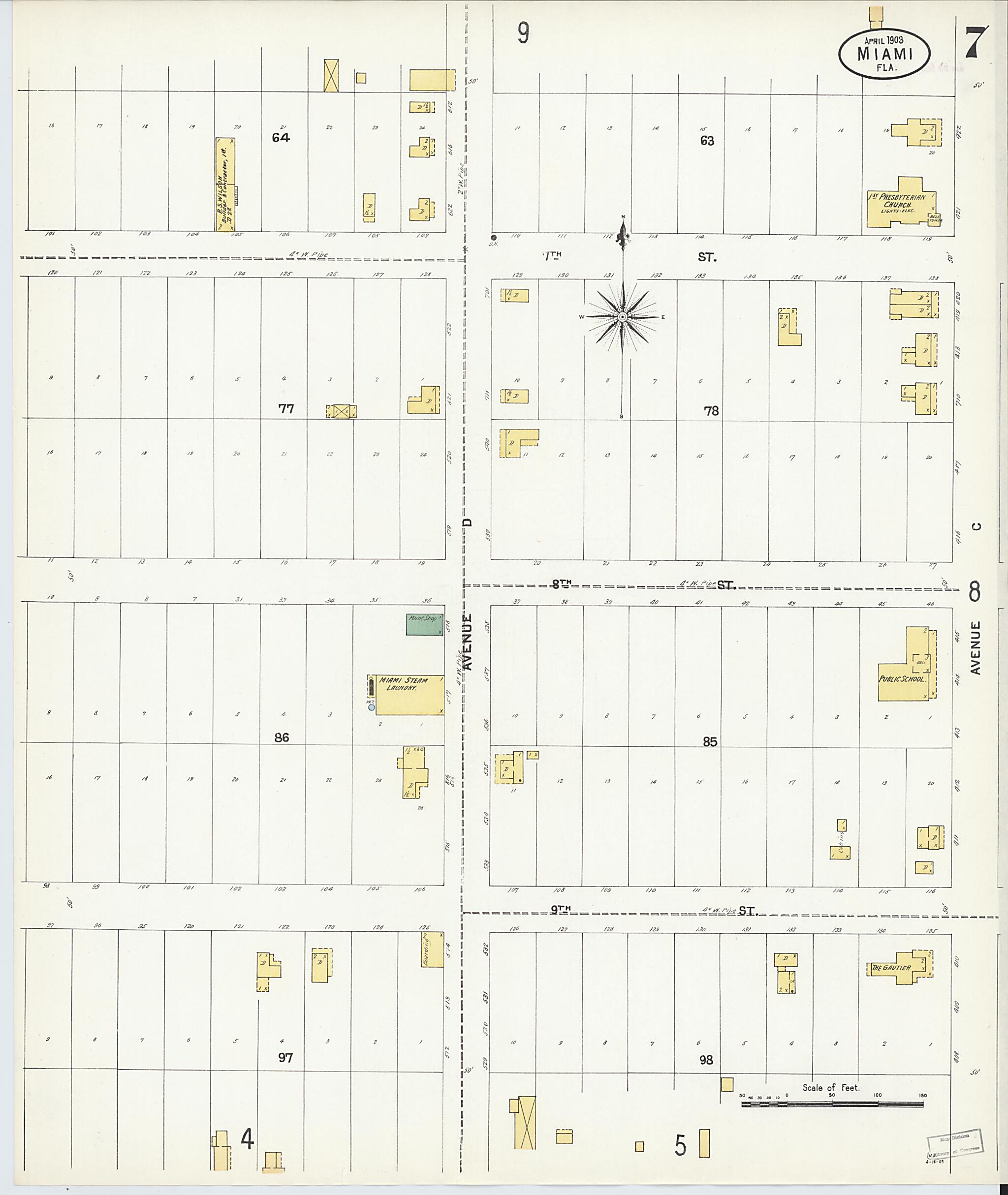 This old map of Miami, Dade County, Florida was created by Sanborn Map Company in 1903