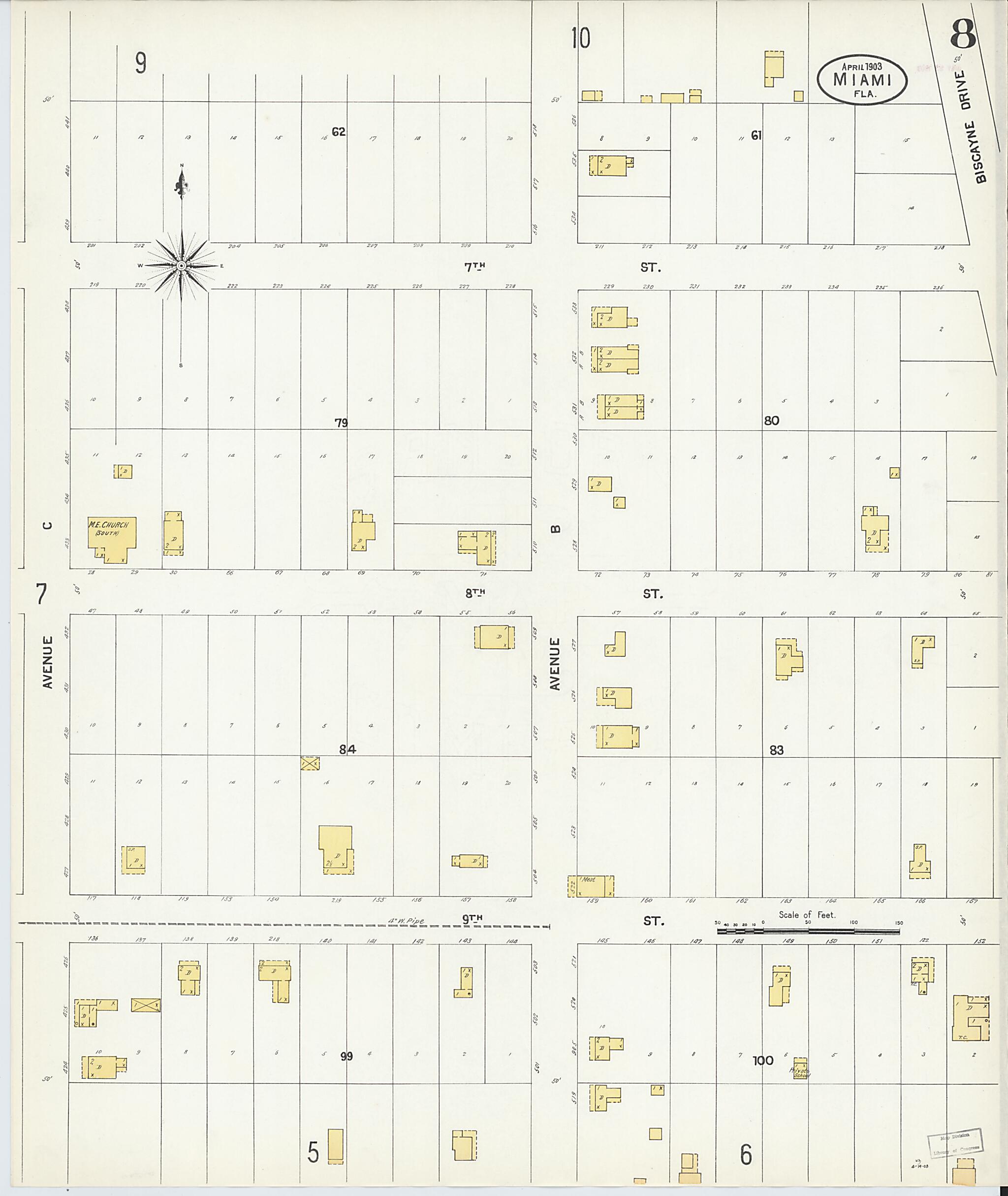 This old map of Miami, Dade County, Florida was created by Sanborn Map Company in 1903