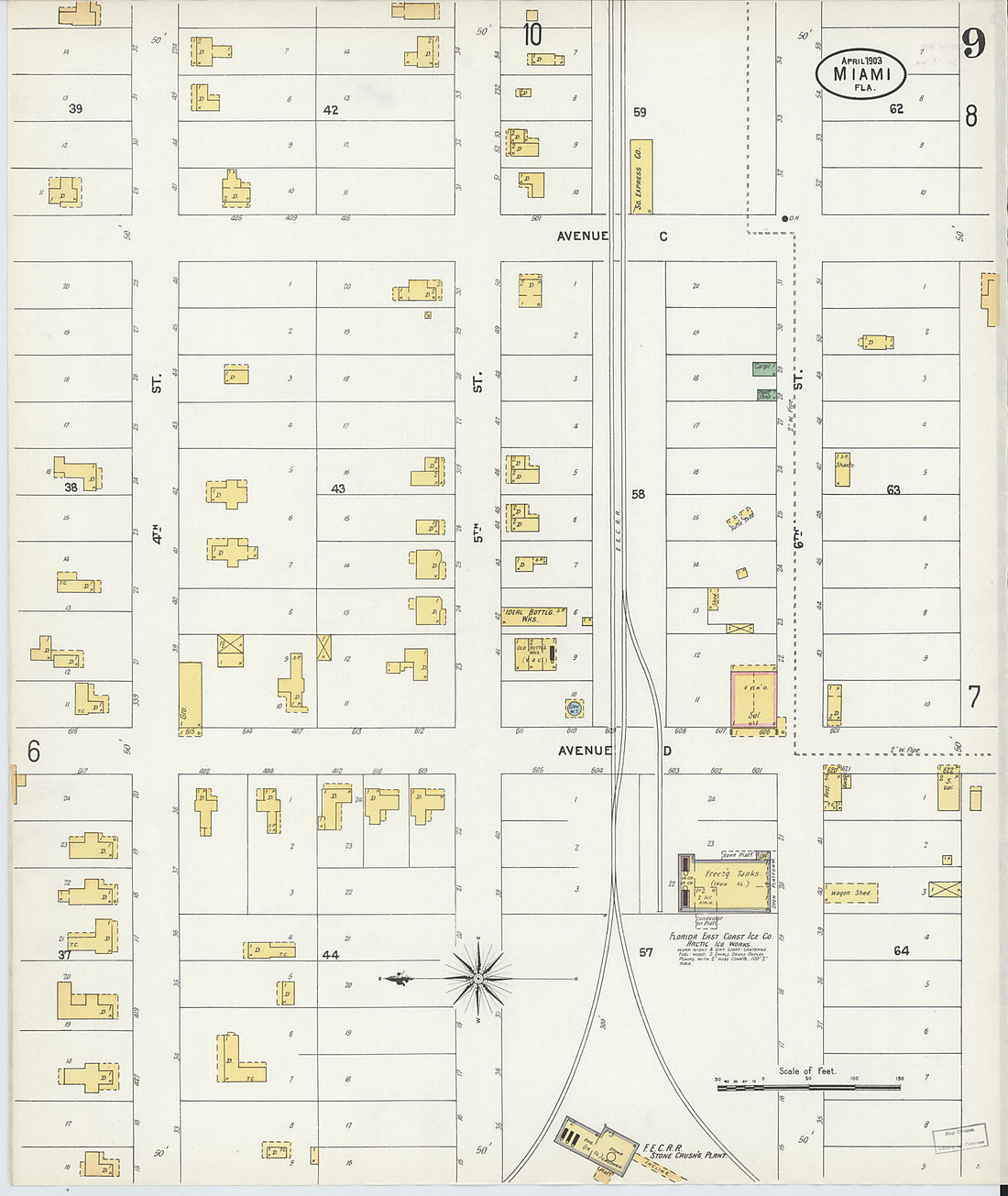 This old map of Miami, Dade County, Florida was created by Sanborn Map Company in 1903
