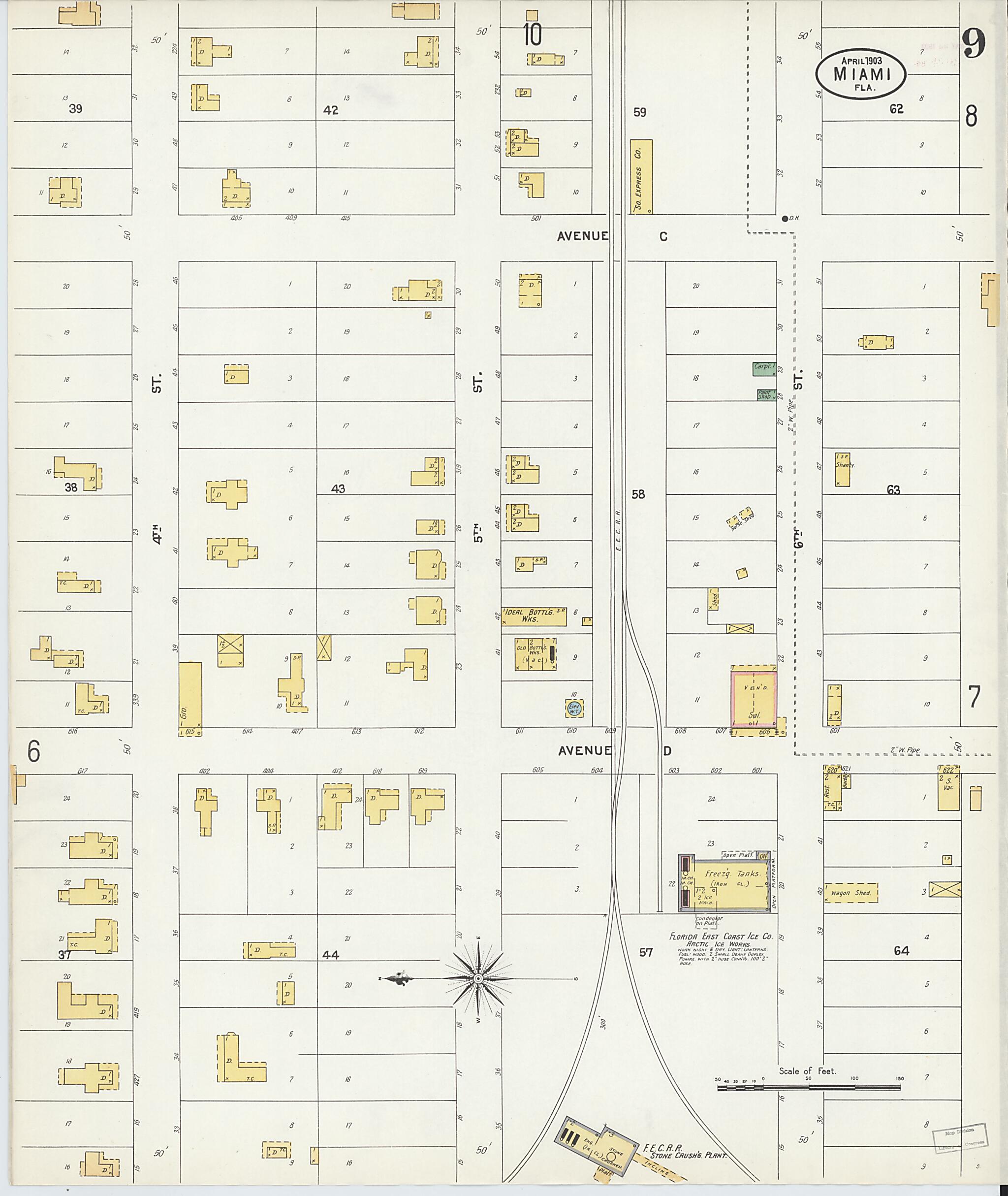 This old map of Miami, Dade County, Florida was created by Sanborn Map Company in 1903
