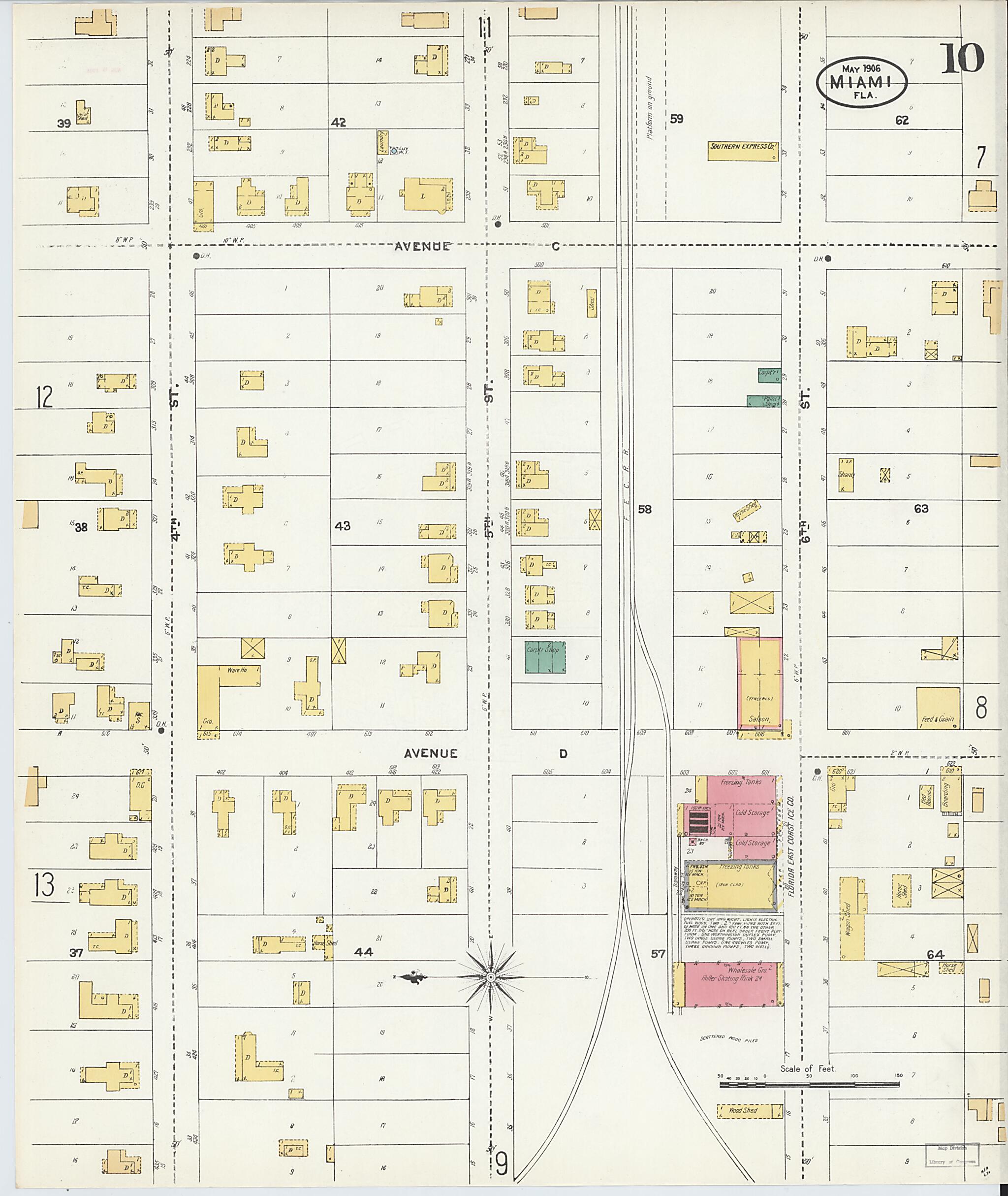This old map of Miami, Dade County, Florida was created by Sanborn Map Company in 1906