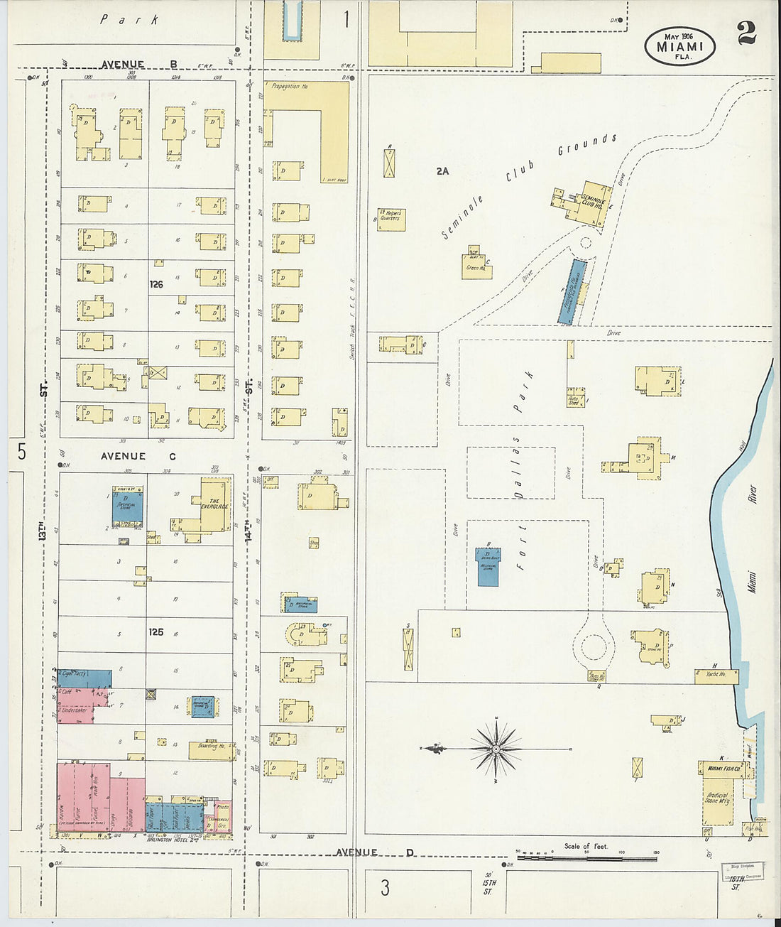 This old map of Miami, Dade County, Florida was created by Sanborn Map Company in 1906
