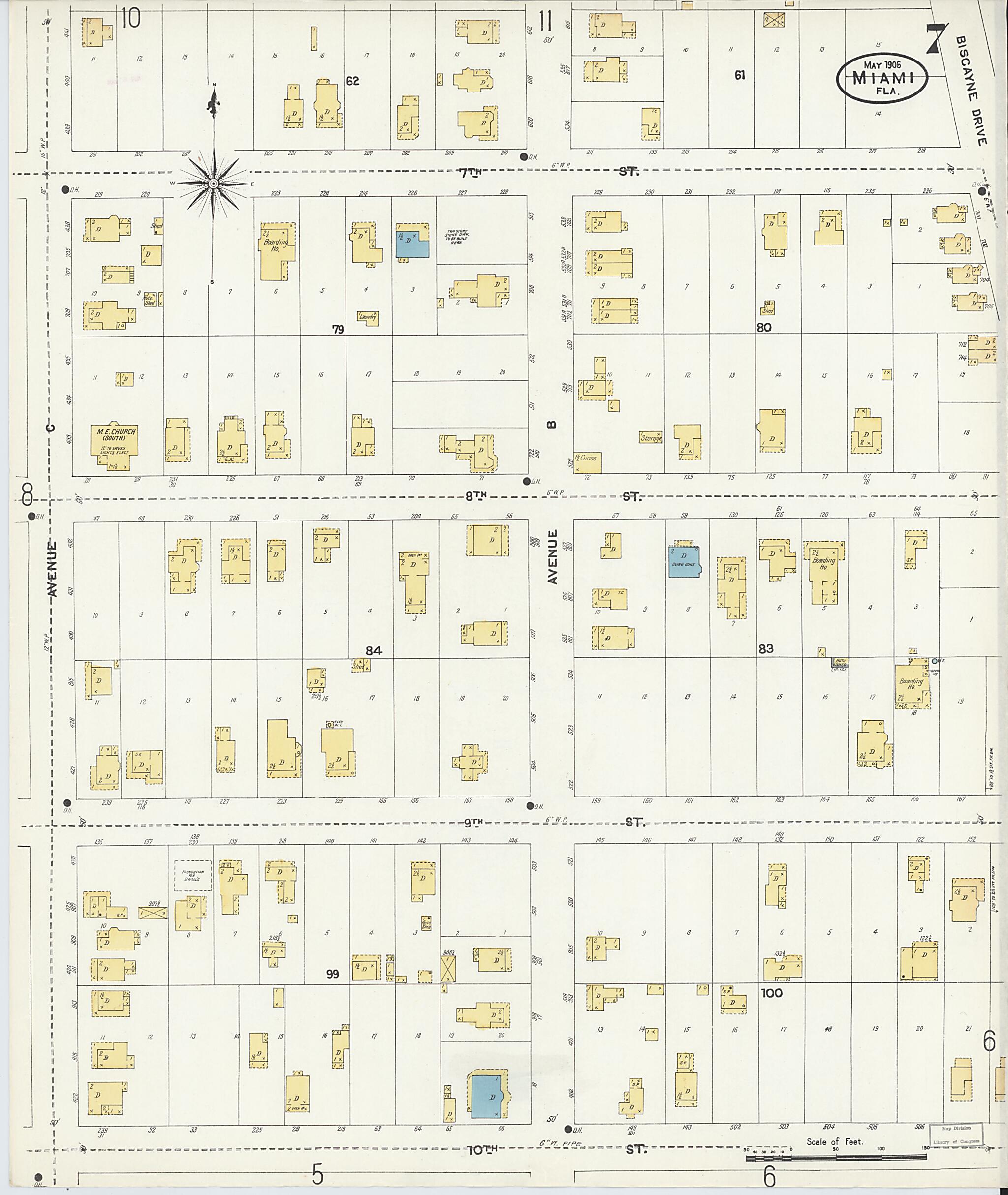 This old map of Miami, Dade County, Florida was created by Sanborn Map Company in 1906