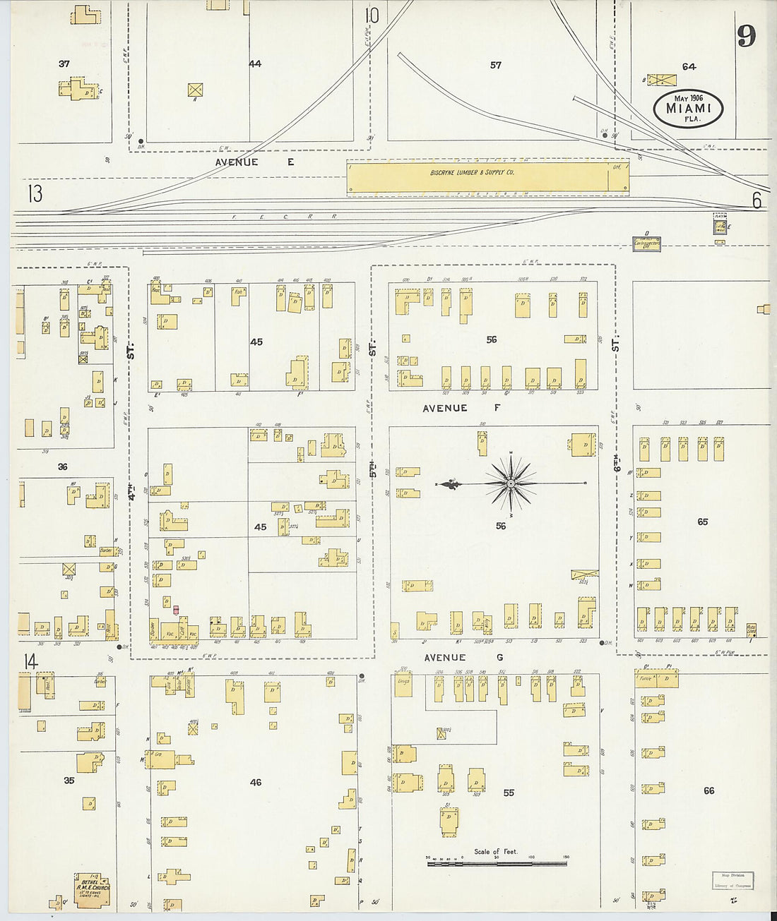 This old map of Miami, Dade County, Florida was created by Sanborn Map Company in 1906