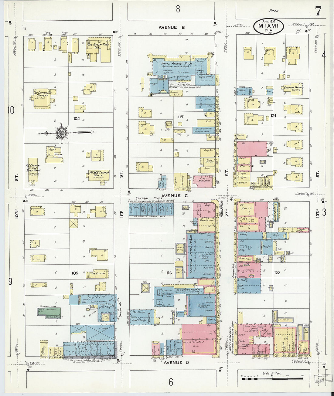 This old map of Miami, Dade County, Florida was created by Sanborn Map Company in 1910