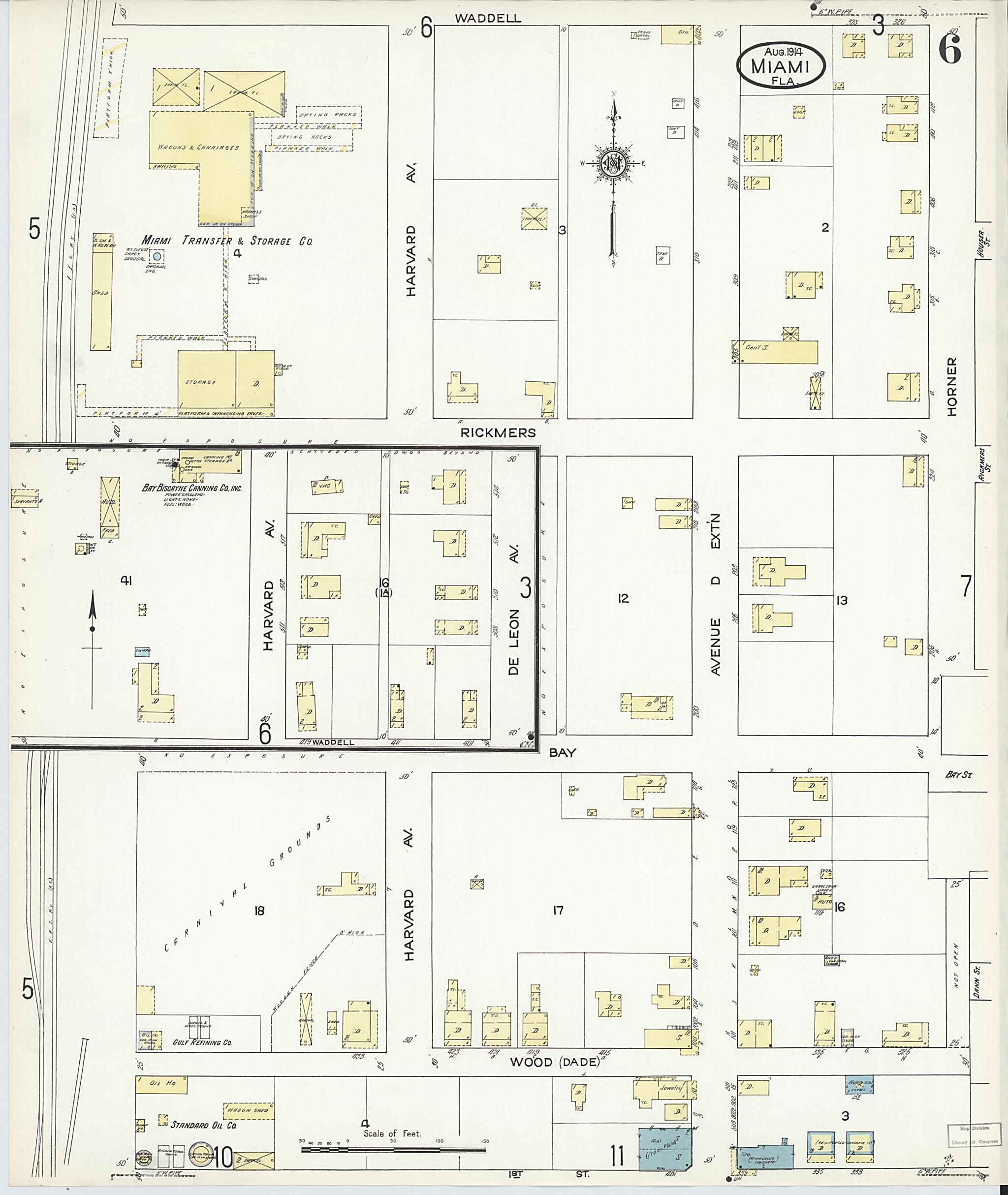 This old map of Miami, Dade County, Florida was created by Sanborn Map Company in 1914