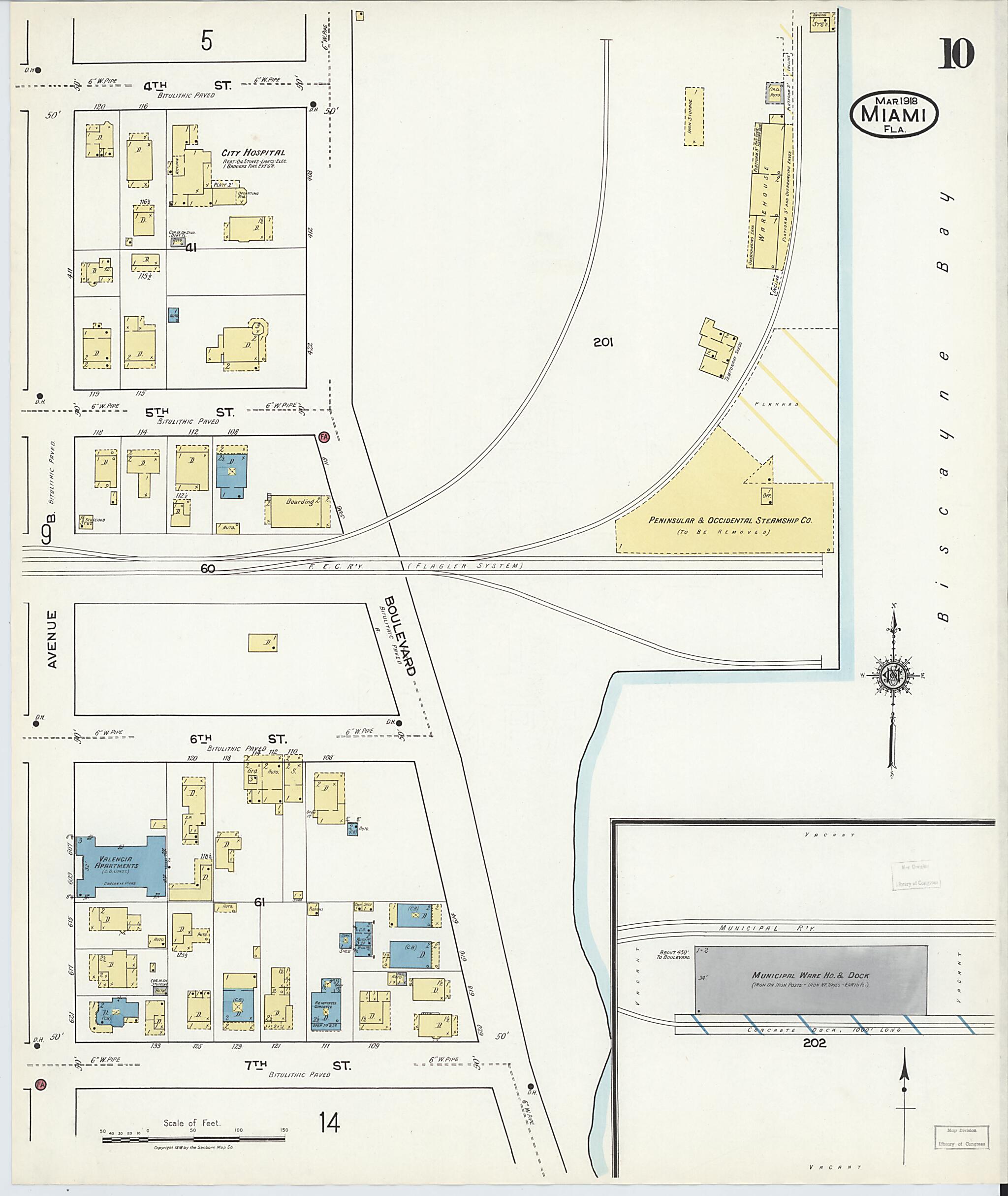 This old map of Miami Beach, Dade County, Florida was created by Sanborn Map Company in 1918