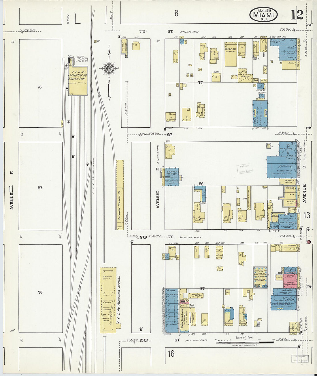 This old map of Miami Beach, Dade County, Florida was created by Sanborn Map Company in 1918