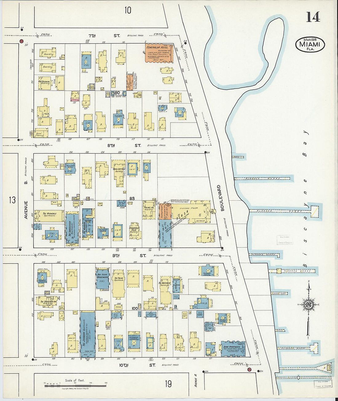This old map of Miami Beach, Dade County, Florida was created by Sanborn Map Company in 1918