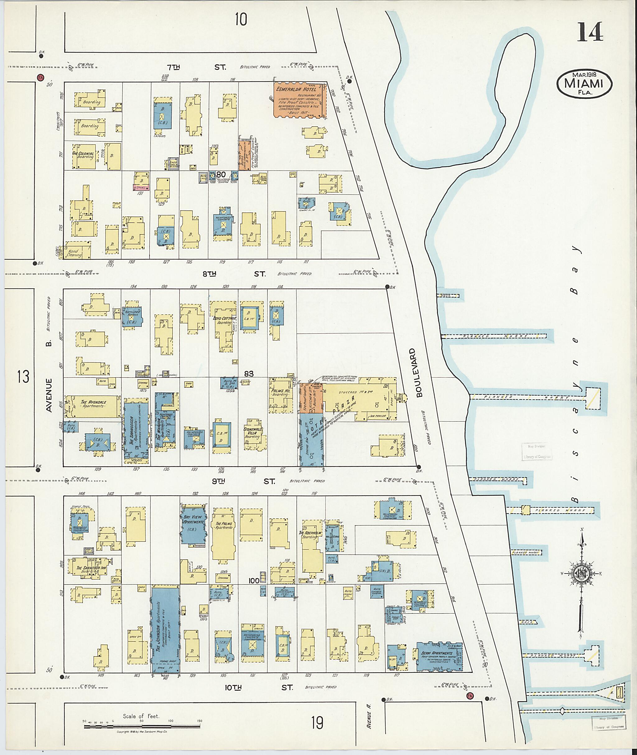 This old map of Miami Beach, Dade County, Florida was created by Sanborn Map Company in 1918