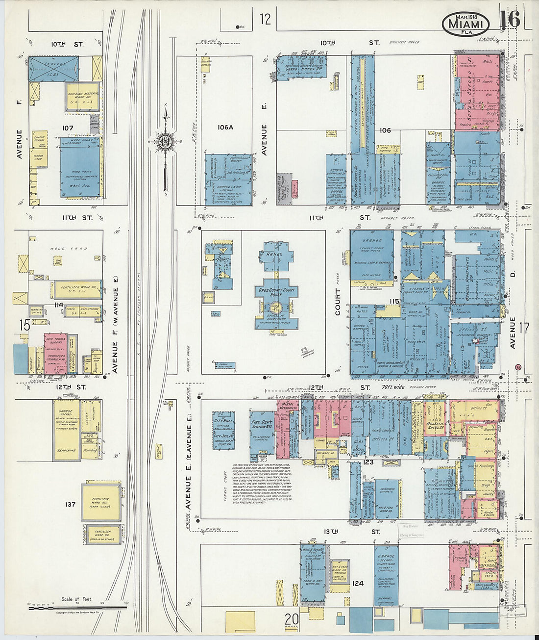 This old map of Miami Beach, Dade County, Florida was created by Sanborn Map Company in 1918