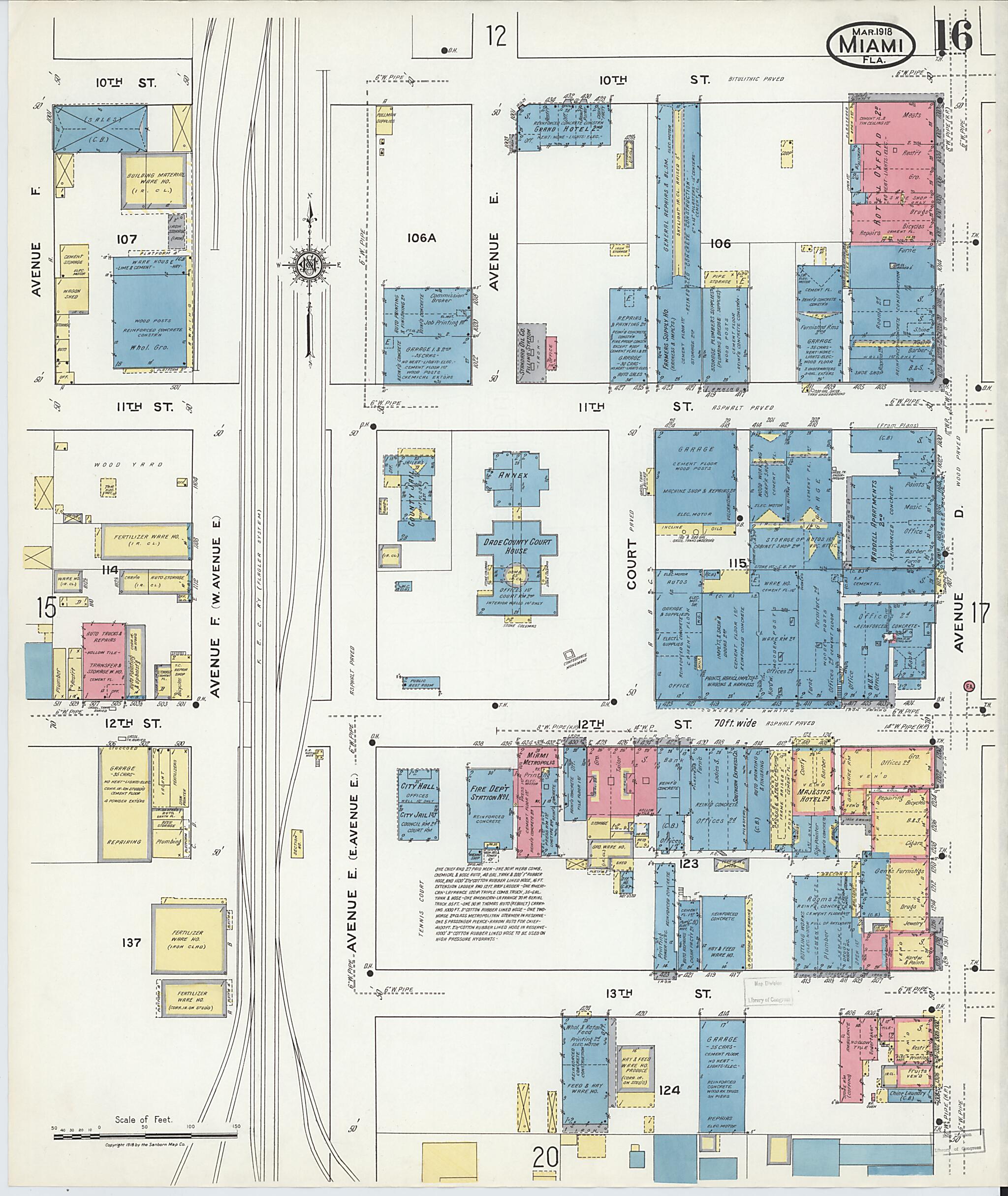 This old map of Miami Beach, Dade County, Florida was created by Sanborn Map Company in 1918
