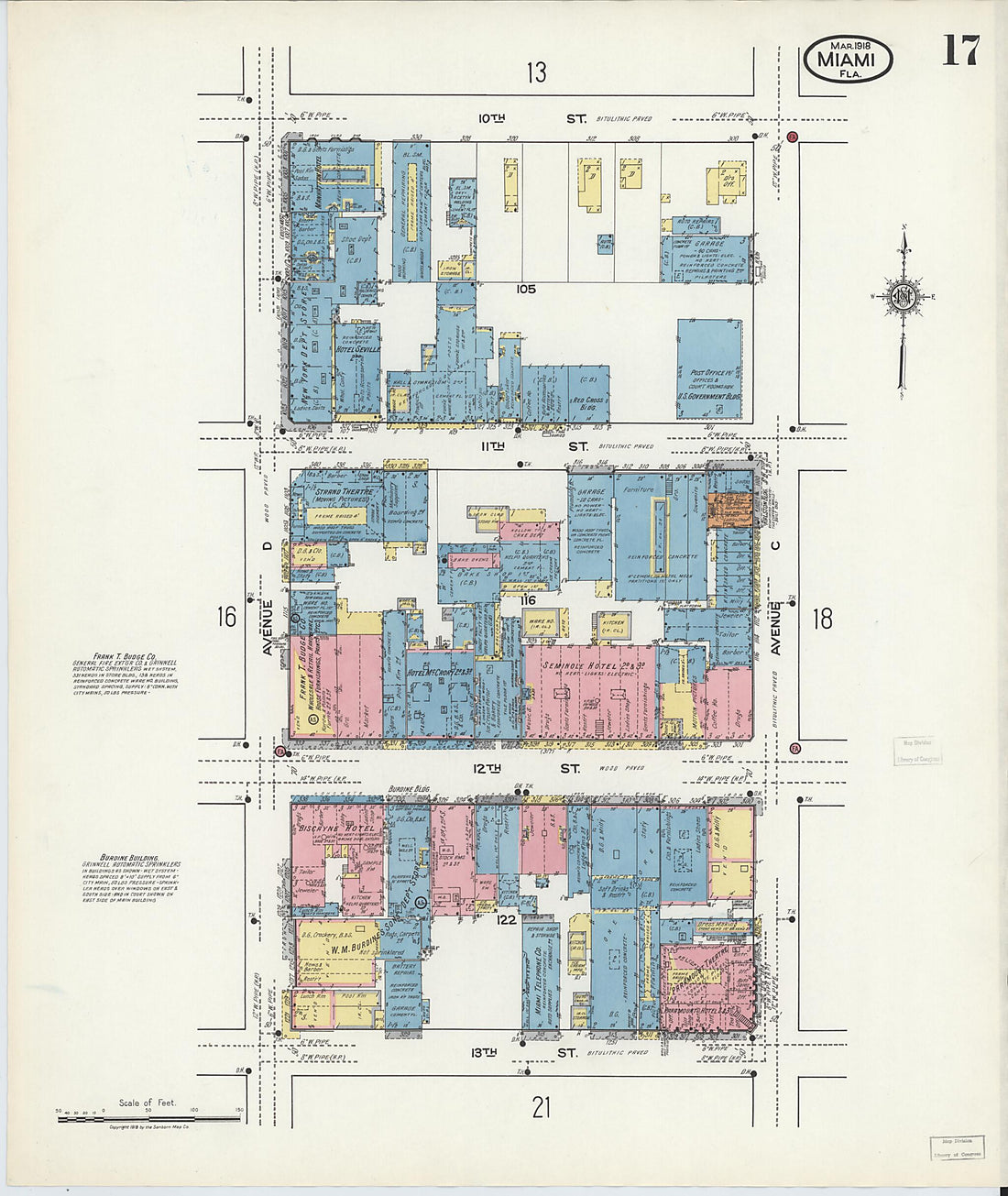 This old map of Miami Beach, Dade County, Florida was created by Sanborn Map Company in 1918
