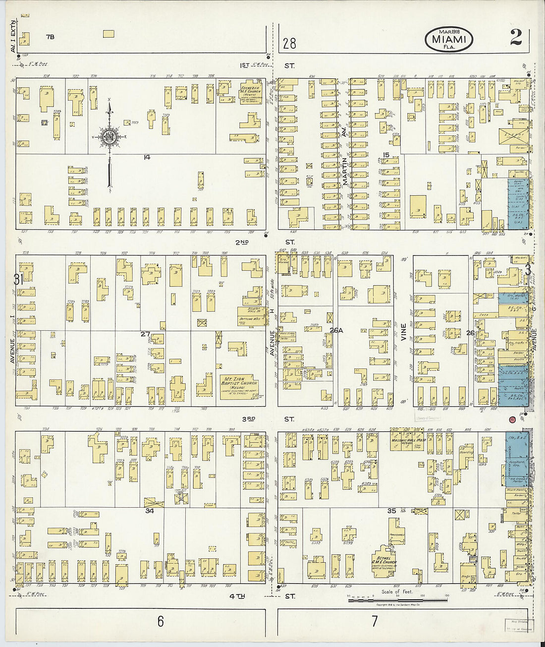 This old map of Miami Beach, Dade County, Florida was created by Sanborn Map Company in 1918