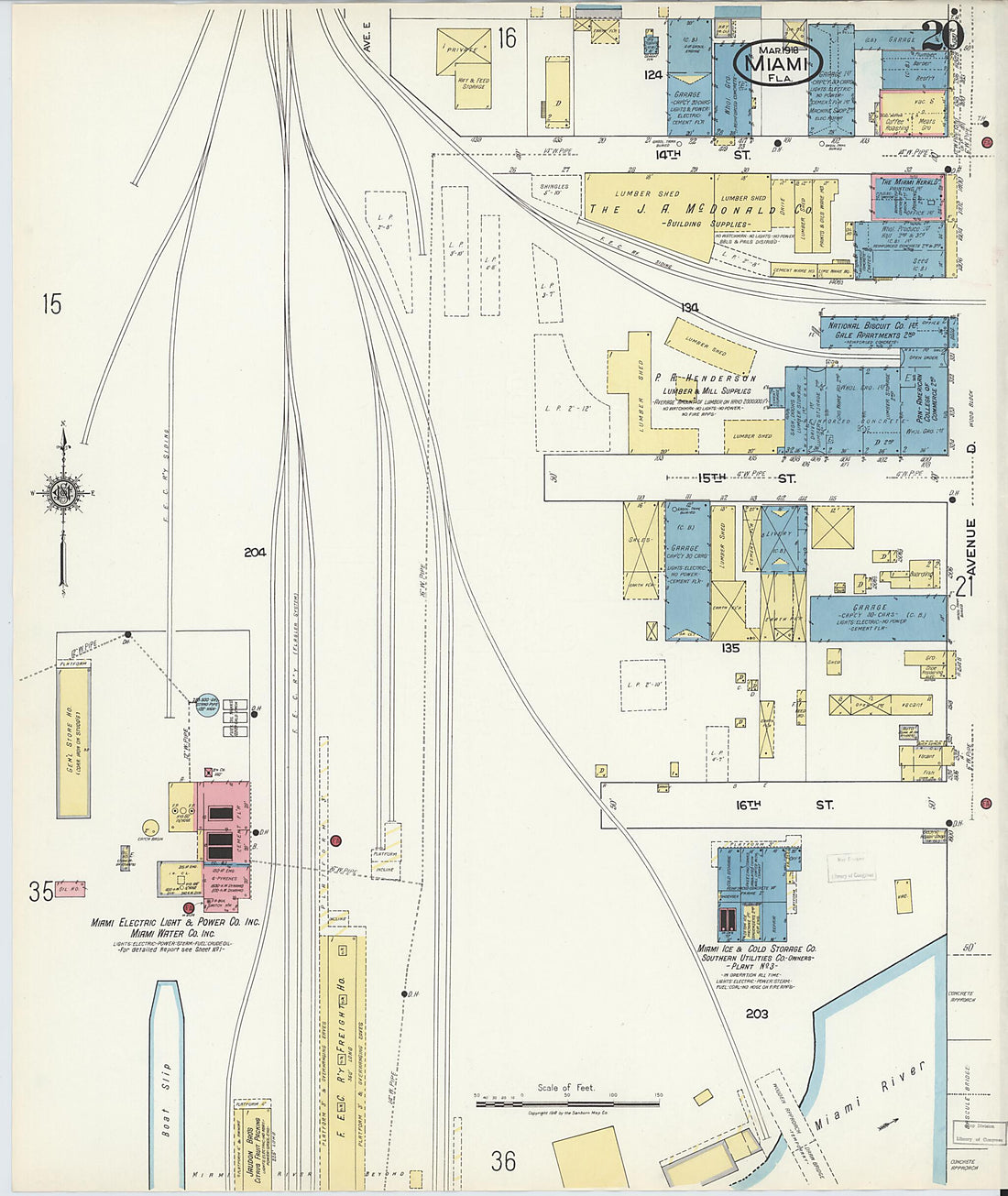 This old map of Miami Beach, Dade County, Florida was created by Sanborn Map Company in 1918