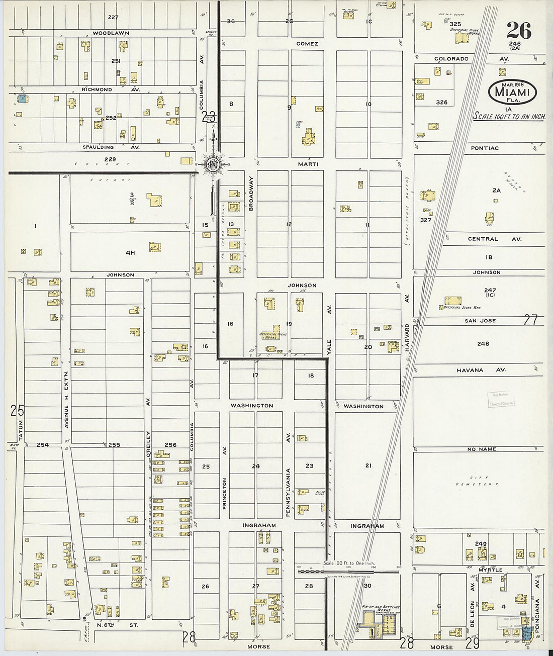 This old map of Miami Beach, Dade County, Florida was created by Sanborn Map Company in 1918