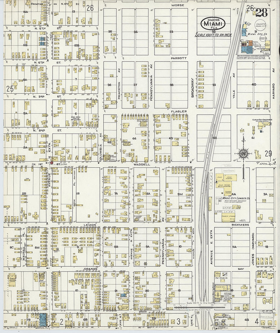 This old map of Miami Beach, Dade County, Florida was created by Sanborn Map Company in 1918