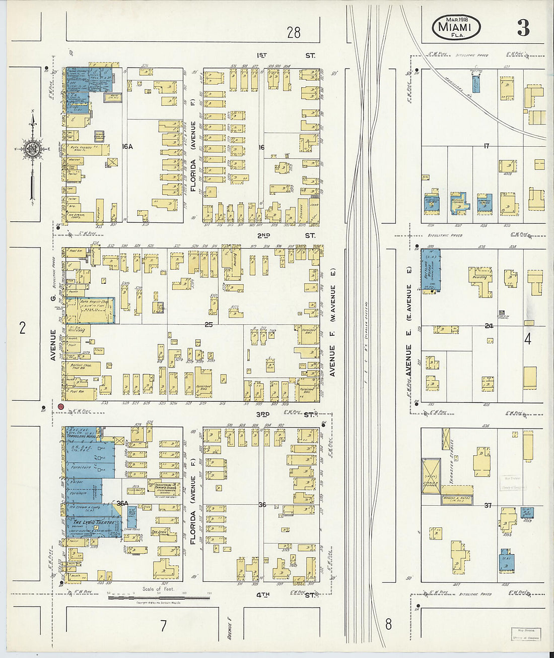 This old map of Miami Beach, Dade County, Florida was created by Sanborn Map Company in 1918