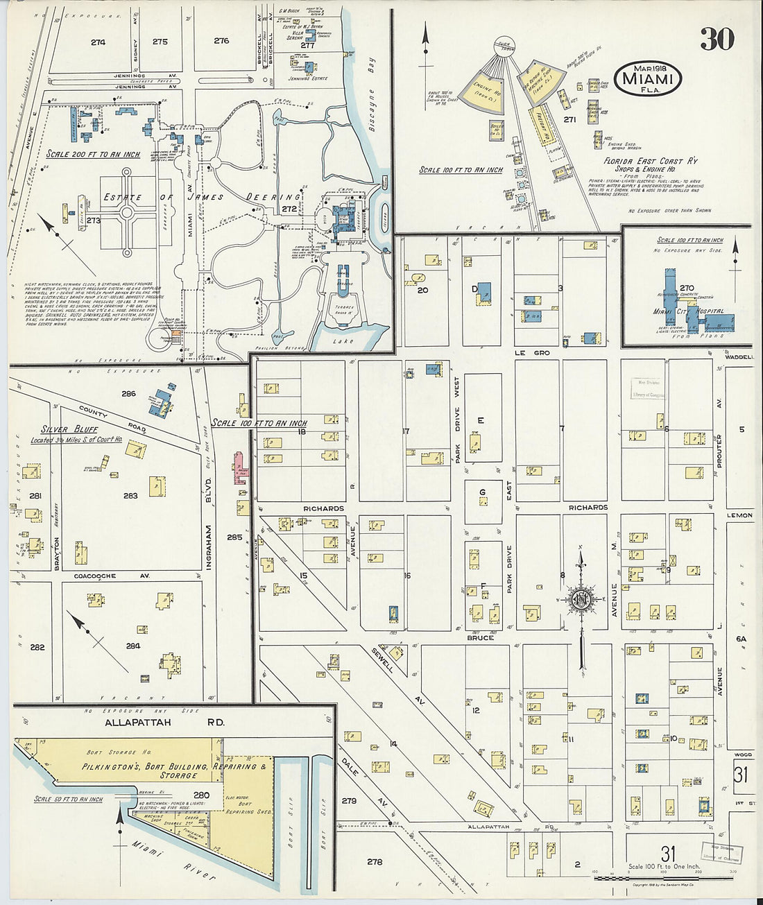 This old map of Miami Beach, Dade County, Florida was created by Sanborn Map Company in 1918