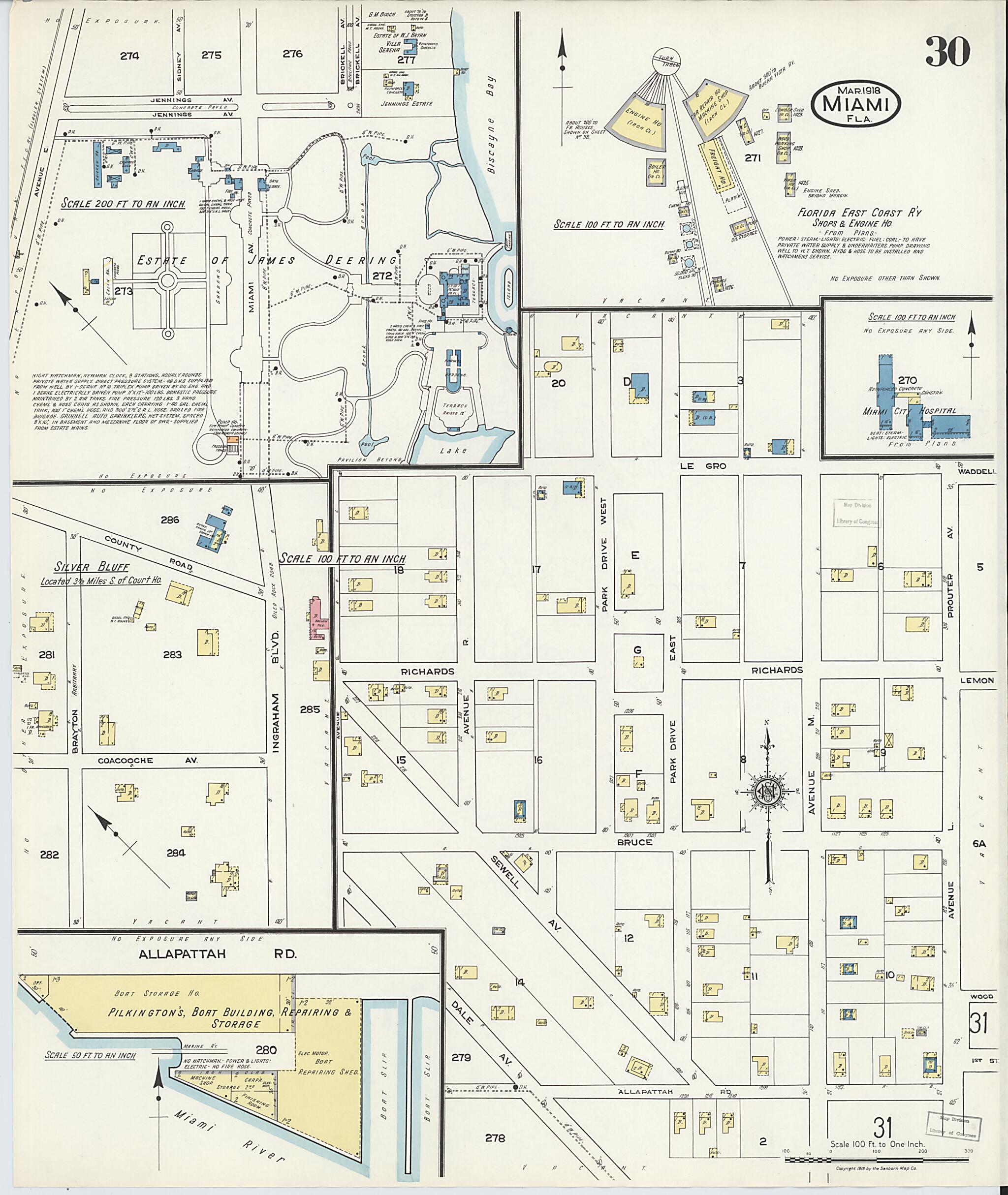 This old map of Miami Beach, Dade County, Florida was created by Sanborn Map Company in 1918