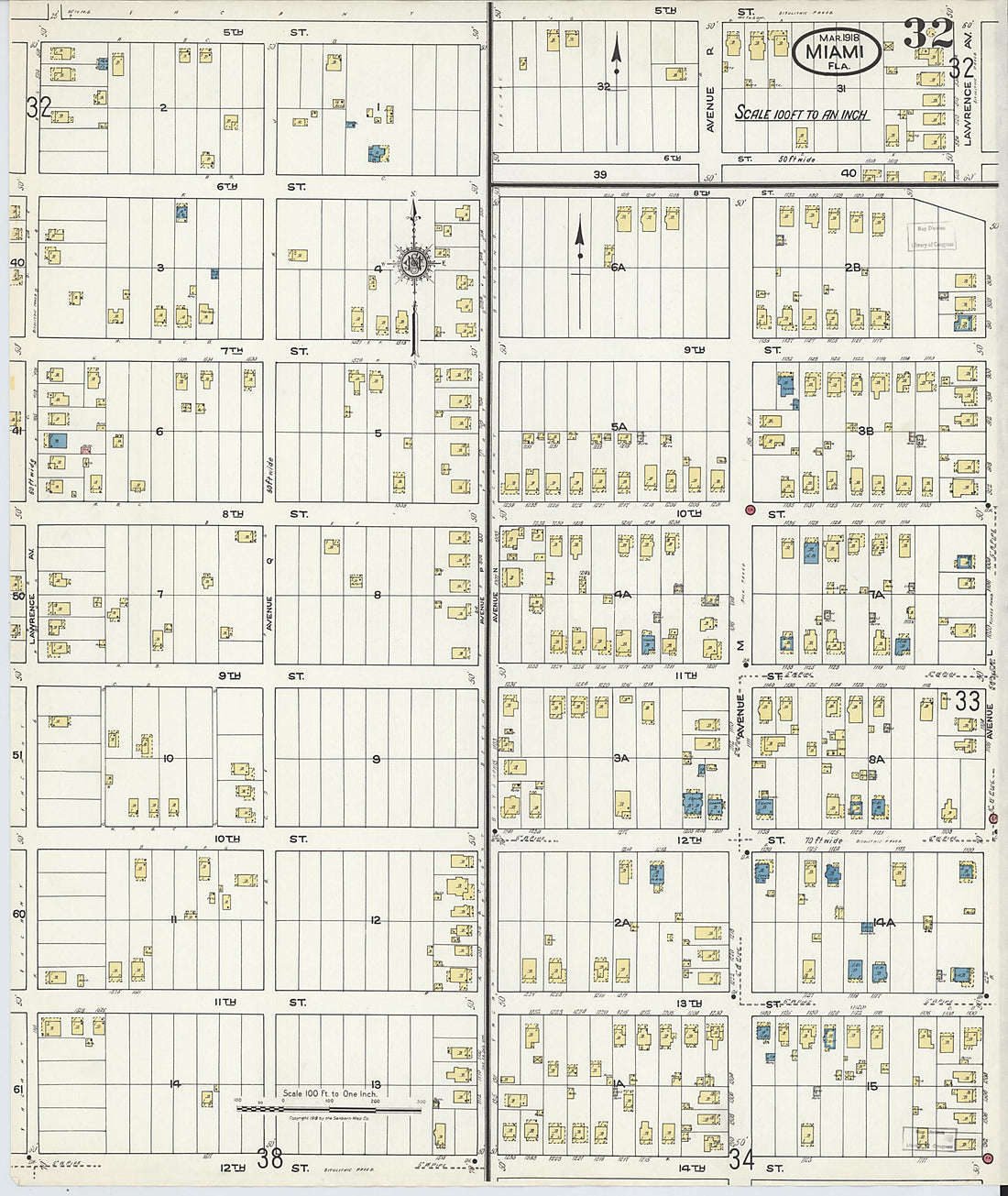 This old map of Miami Beach, Dade County, Florida was created by Sanborn Map Company in 1918