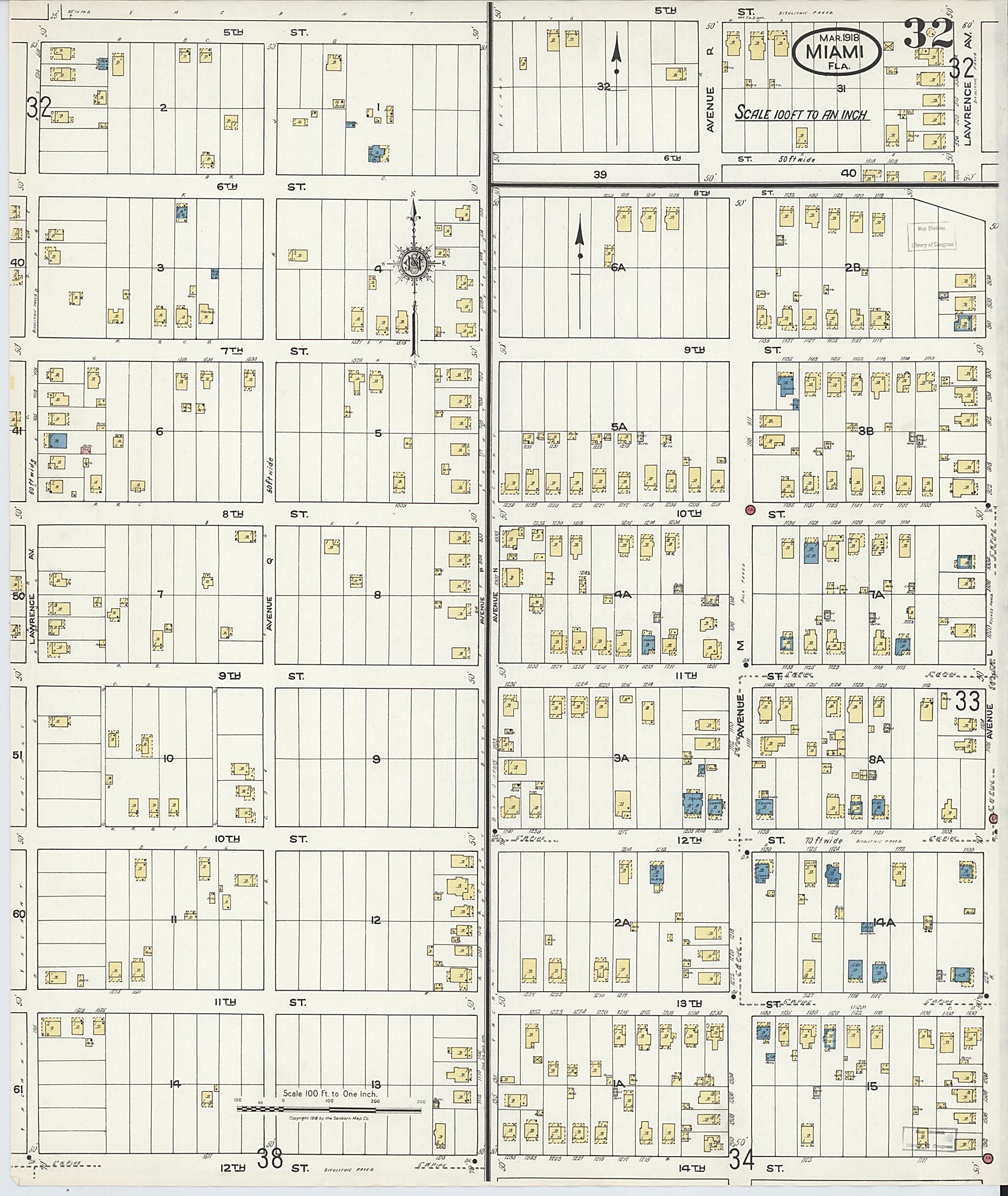 This old map of Miami Beach, Dade County, Florida was created by Sanborn Map Company in 1918