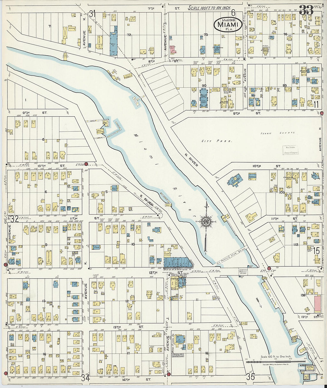 This old map of Miami Beach, Dade County, Florida was created by Sanborn Map Company in 1918