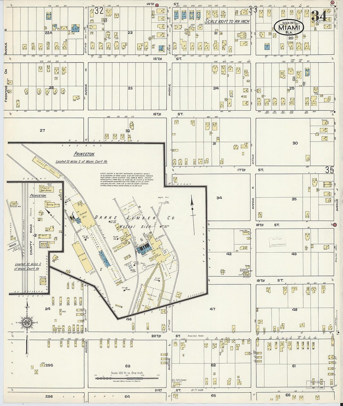 This old map of Miami Beach, Dade County, Florida was created by Sanborn Map Company in 1918