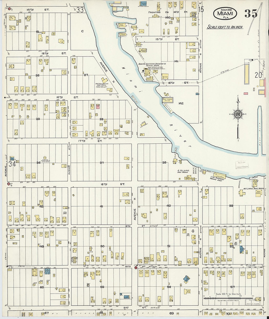 This old map of Miami Beach, Dade County, Florida was created by Sanborn Map Company in 1918