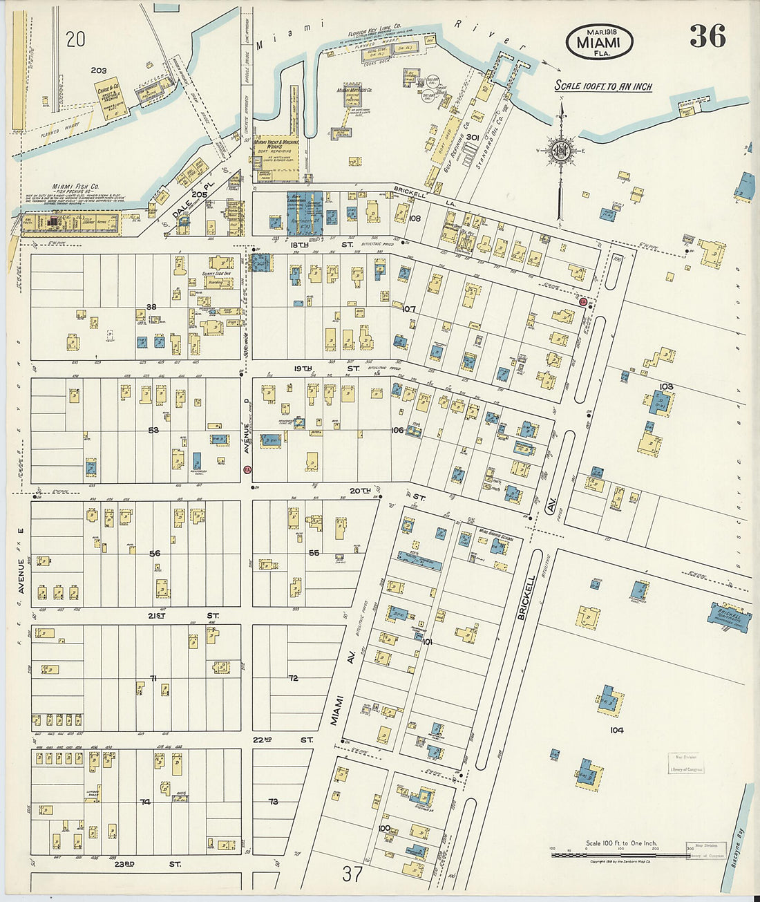 This old map of Miami Beach, Dade County, Florida was created by Sanborn Map Company in 1918